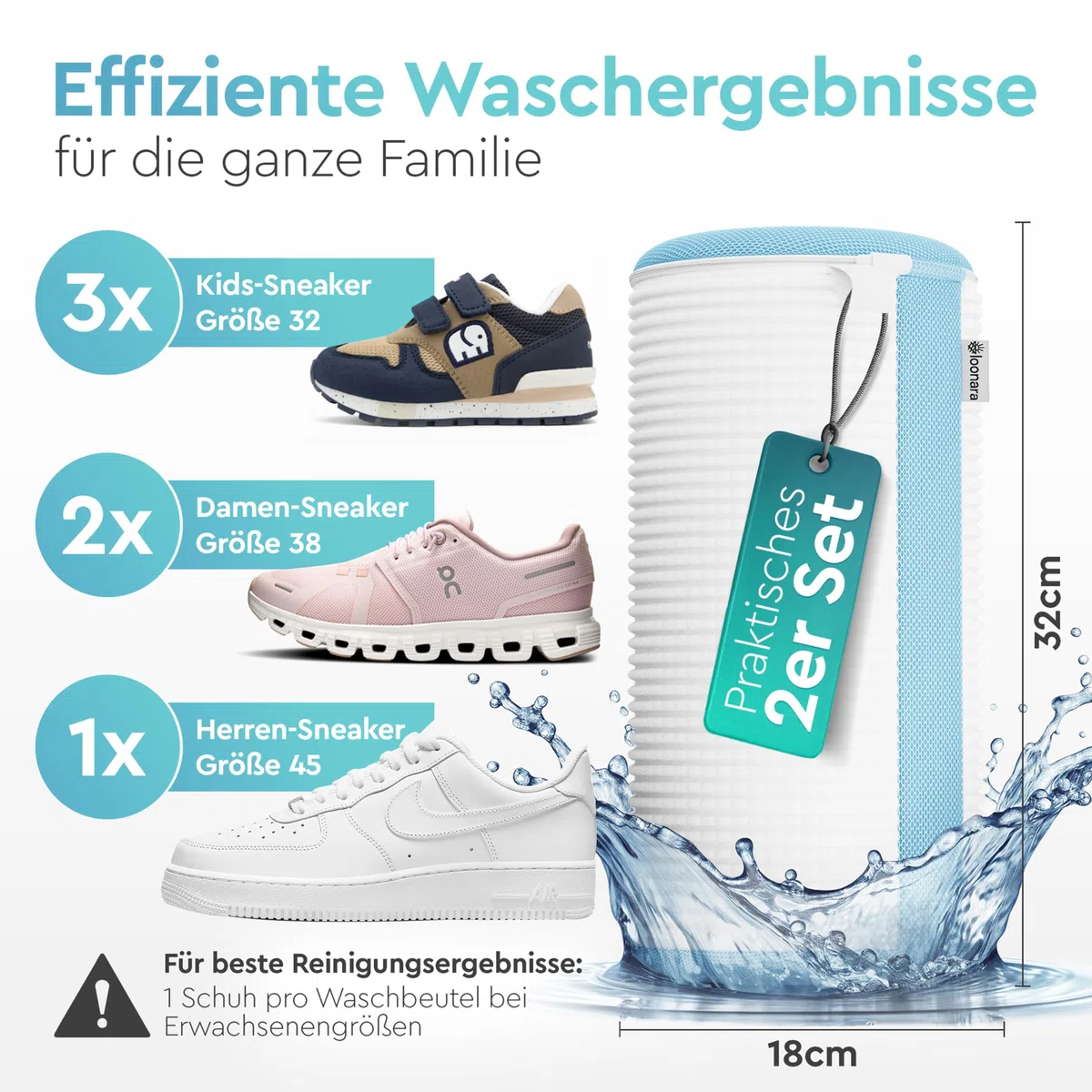 Schuhwaschbeutel Waschmaschine - 2 Stück - Wäschesack Schuhe - Waschbeutel Schuhe - Schuhbeutel Waschmaschine