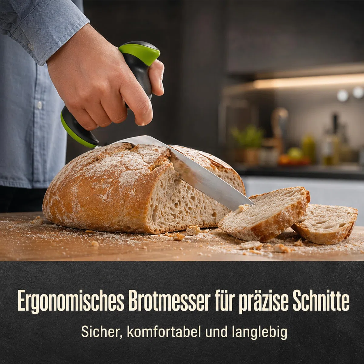 ATC Handels GmbH Ergonomisches Brotmesser – für präzises Schneiden – mit abgewinkeltem Griff
