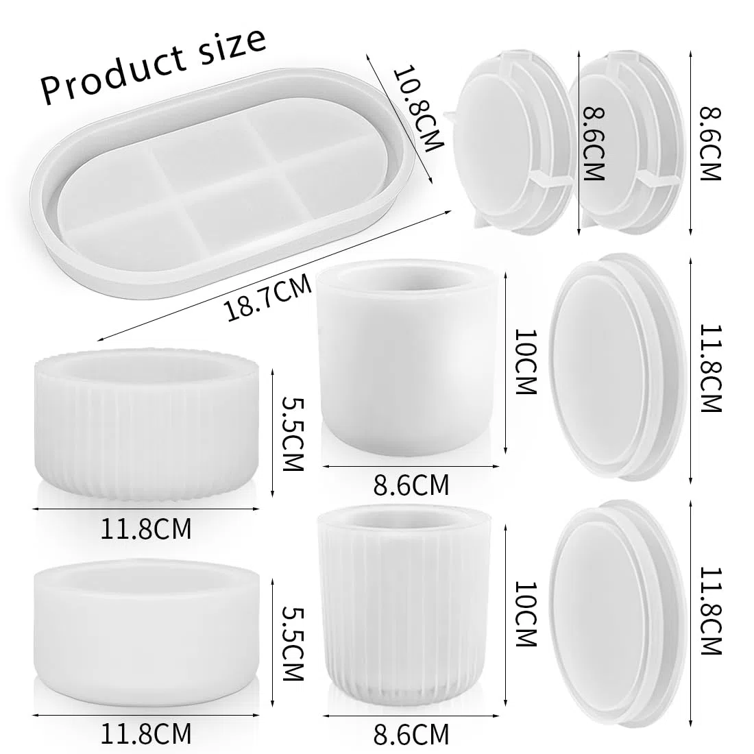 5 Stück Silikonform Vase, 4+1 Paletten, Silikon Gießformen mit Deckel, DIY Vase Resin Formen, Silikonblumentopf zur Vasenherstellung