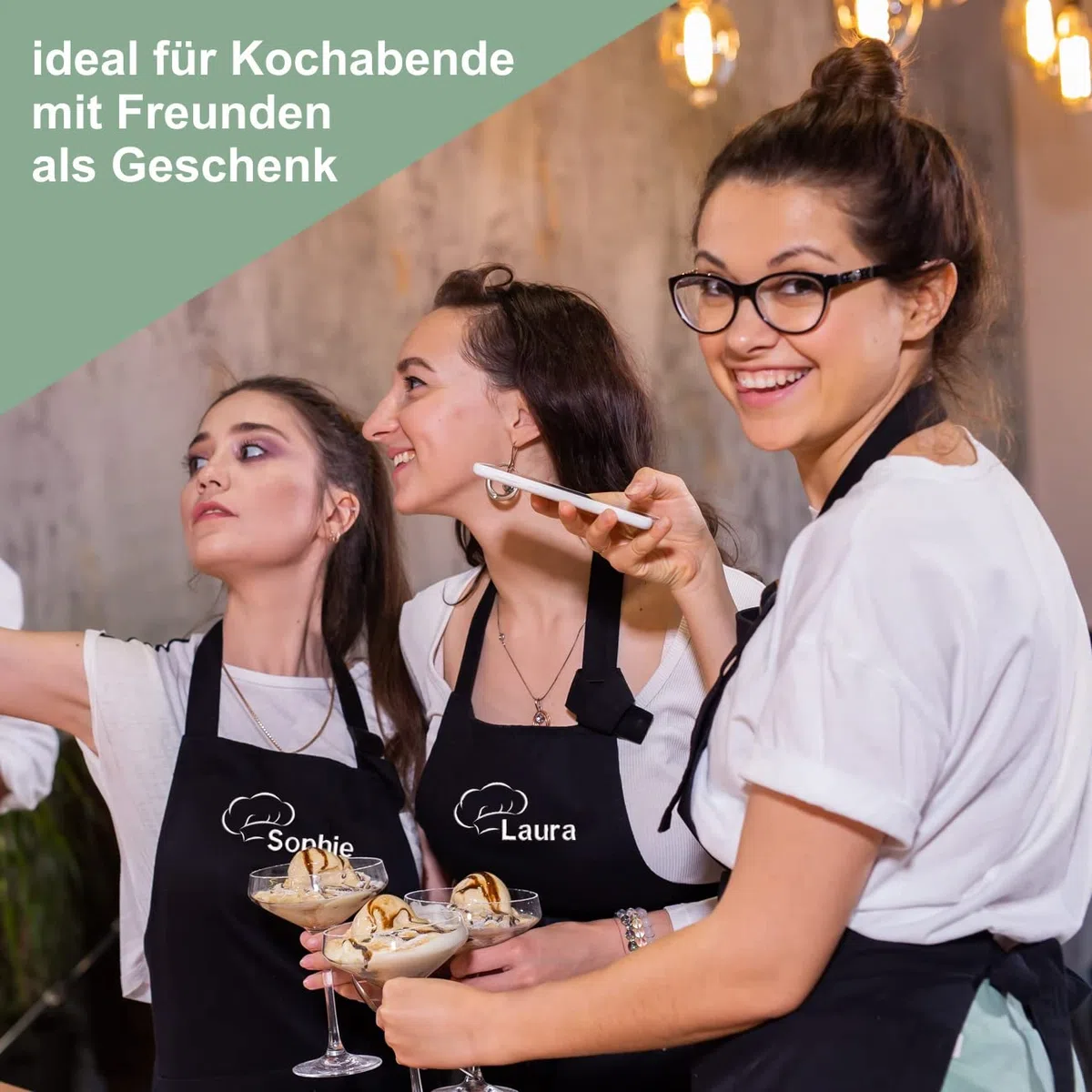 Wolimbo Kochschürze mit Namen - rot - Grillschürze Küchenschürze personalisiert mit verstellbarem Nackenband - Schürze selbst gestalten mit Motiv