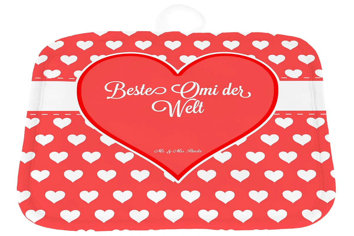 Mr. & Mrs. Panda Topflappen Omi - Geschenk, Herz Liebe Verliebt Dankeschön Geburtstag Bester Beste Bedanken, Topfuntersetzer, Set, Kochlappen, topfhalter, Enkel, Großmama, Ommi, Omi. Großpapa