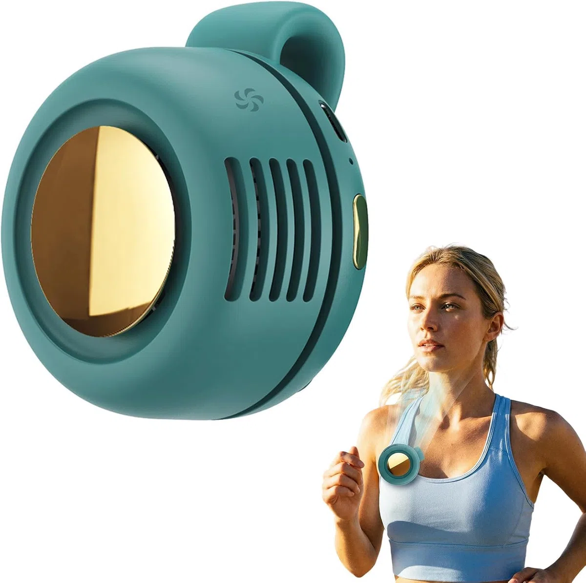 Tragbarer Clip Ventilator, 2026 Neu Taillenclip-Ventilator, Portable Silent Mini Bladeless Electric Fan, 3 Geschwindigkeiten Mini Ventilator Aufladbar,Handventilator für Sommer Reise Outdoor (Grün)