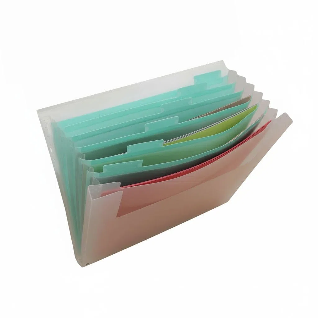 Craftelier - Akkordeonmappe für Papier, Kartonbögen und Scrapbooking-Materialien | Größe 33,6 x 33,3 x 3,5 cm (13.23" x 13.11" x 1.38") - Farbe Transparent und Türkis
