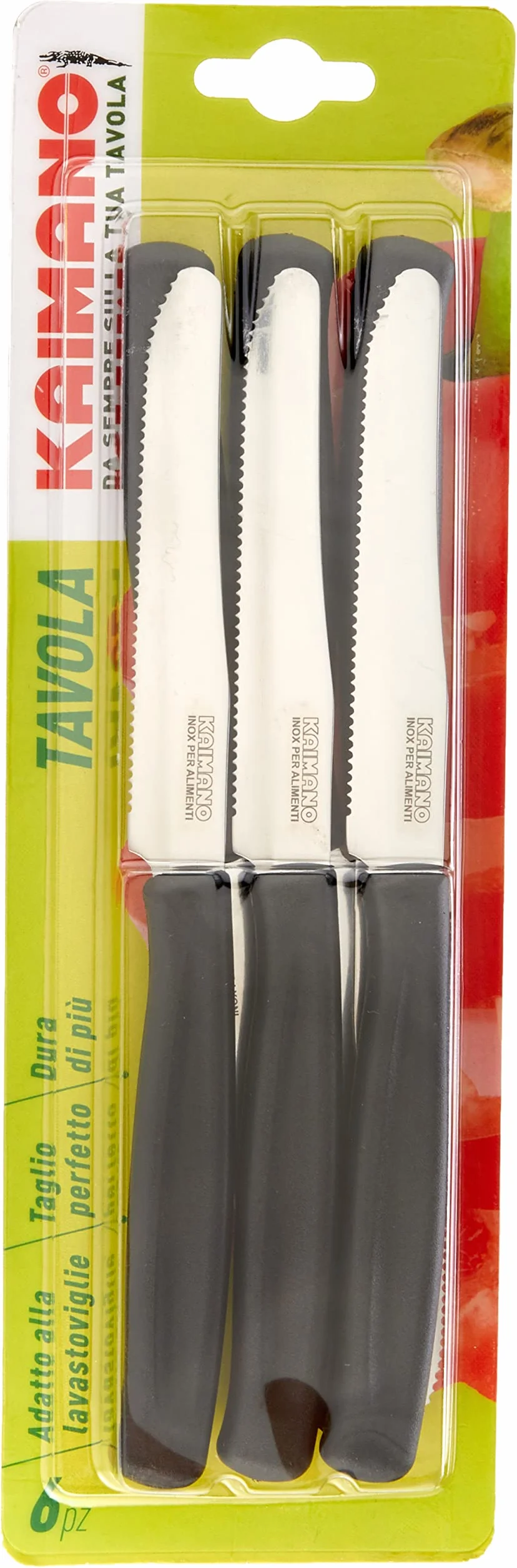 Kaimano Dinamik Tischmesser, Edelstahl, Schwarz, 28 x 10 x 2 cm, 6 Einheiten