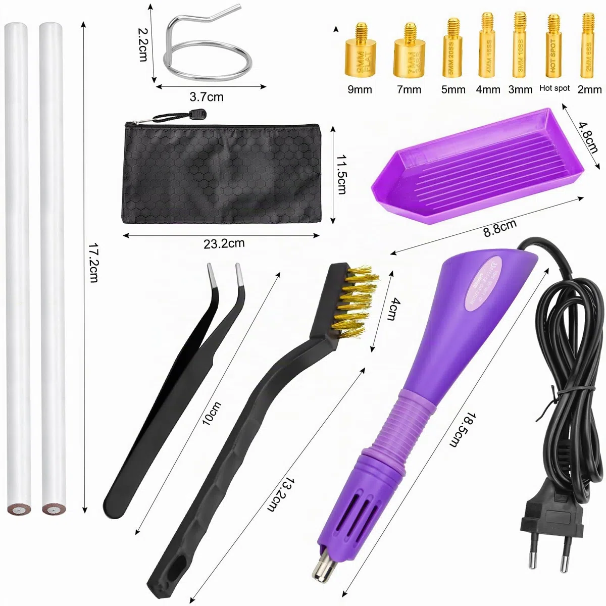 Hotfix Applicator, Rhinestone Applicator Tool, Hotfix Rhinestone Applicator Set with 7 Applicators Tips & Hotfixs Rhinestones for Textiles Fabric Craft