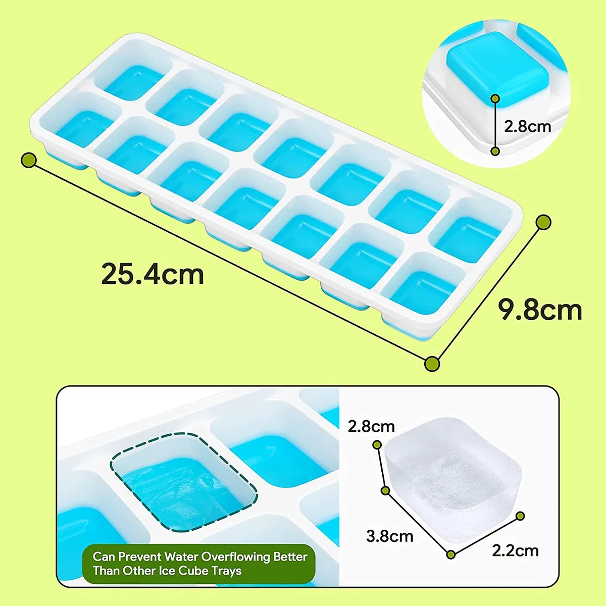 Airabc 4er Pack Eiswürfelform Silikon Mit Deckelm, Platzsparend und stapelbar Ice Tray Ice Cube, LFGB Zertifiziert und BPA Frei Quadratische Eiswürfelschalen einfach Herauszunehmen