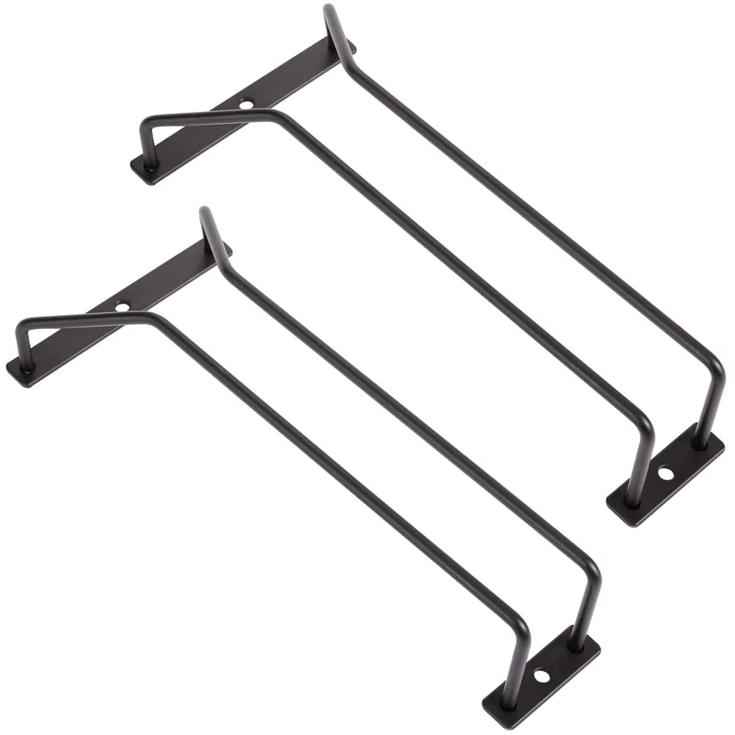 Weinglasregal unter dem Schrank, schwarz, Metall-Weinglashalter, Stielglasregal unter Regal, Weingläser-Aufbewahrung, Aufhänger, 24,5 cm, 2 Stück