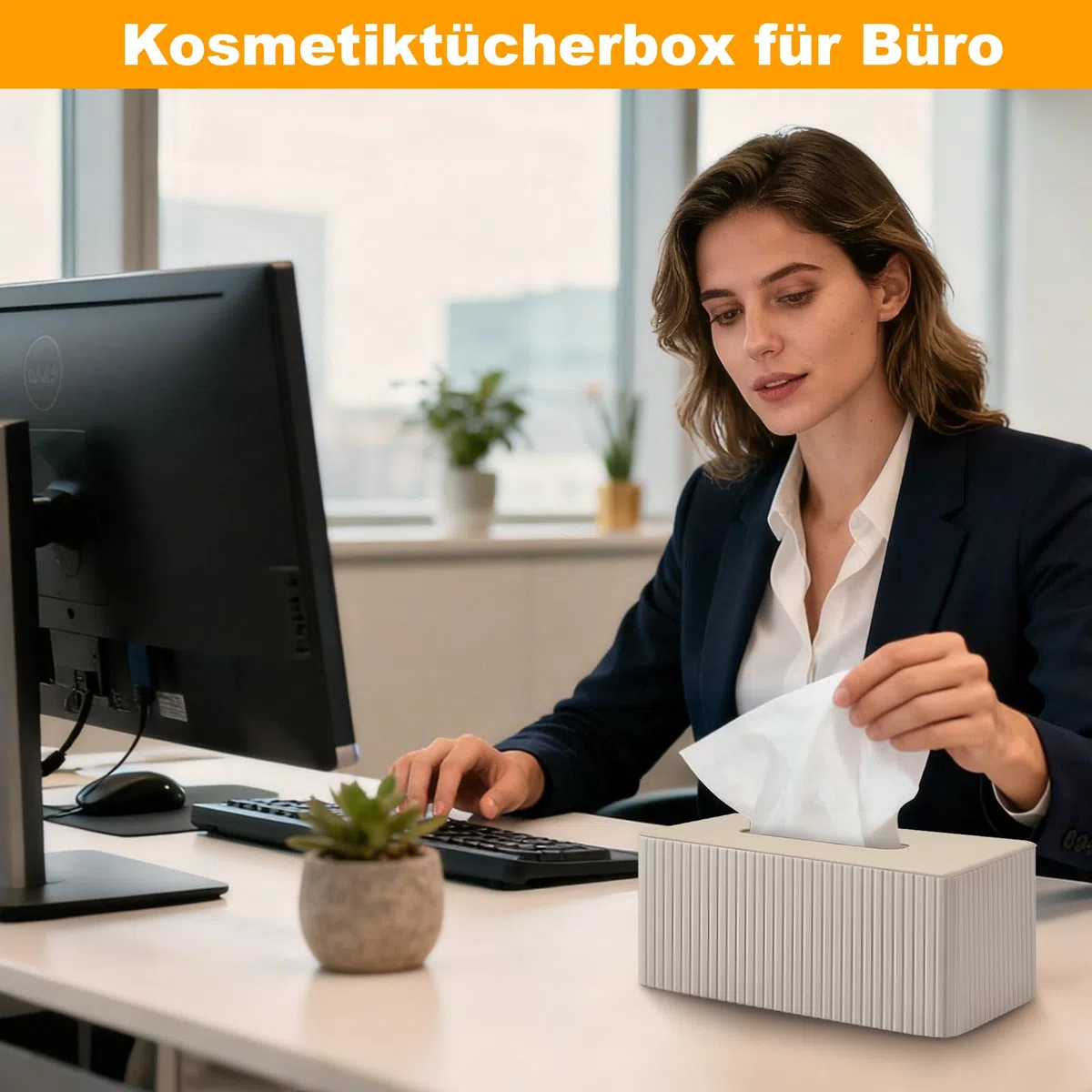 Kosmetiktücherbox Taschentuchbox aus PU Leder: Modern Taschentuchspender für Hausfrau Büroangestellter-Rechteckige Tissue Box mit Magnetabdeckung für Wohnzimmer Büro-Geschenke für Geburtstag(Milchtee)