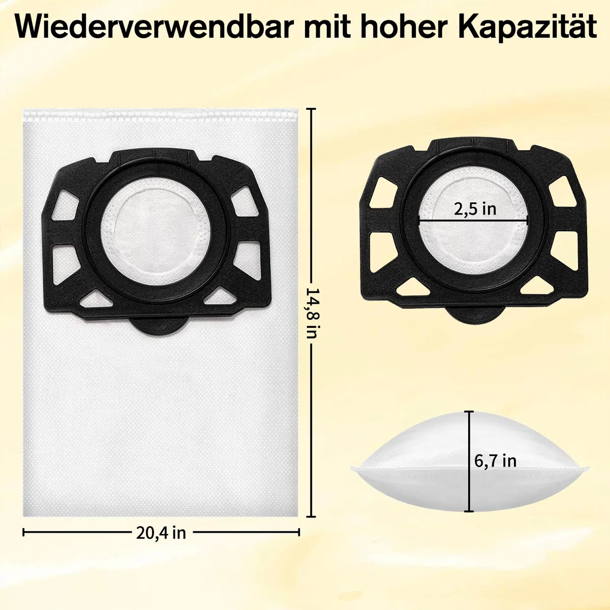 10 Stück KFI 357 Staubsaugerbeutel für Kärcher WD3 WD2/ KWD1 KWD2 KWD3/WD3.200-WD3.800M SE4001 SE4002Nass-/Für Nass- und Trockenbetrieb Staubsaugerbeutel,Ersetzt für Kärcher 2.863-314.0