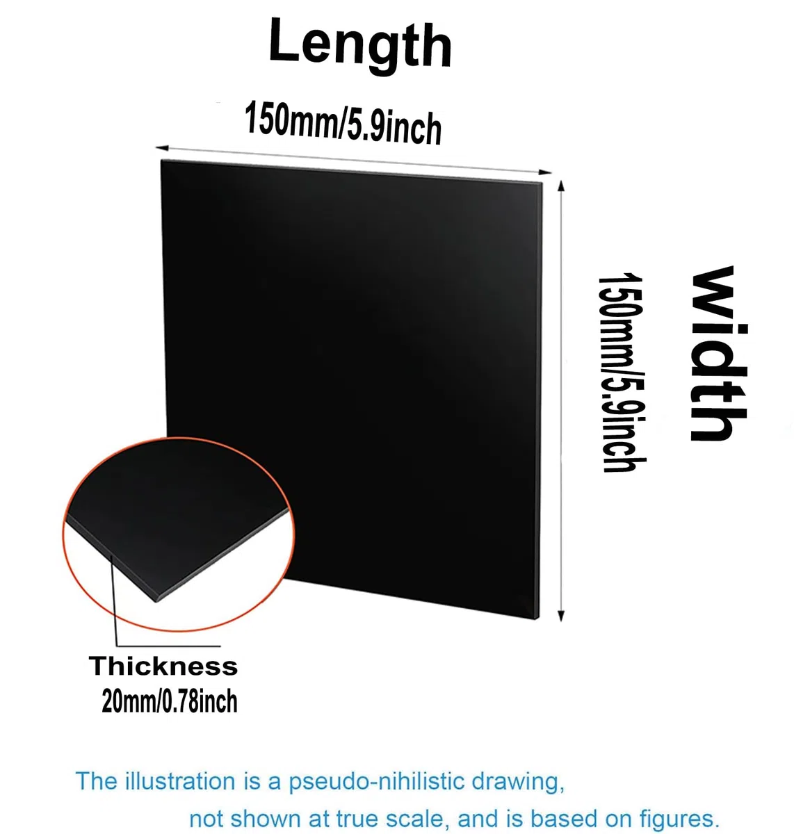 Bakelit Phenolharz Platten Platten Platten Flachbildschirme PCB Mechanische Festigkeit 150mm x 150mm,Schwarz,20mm1 Tablets