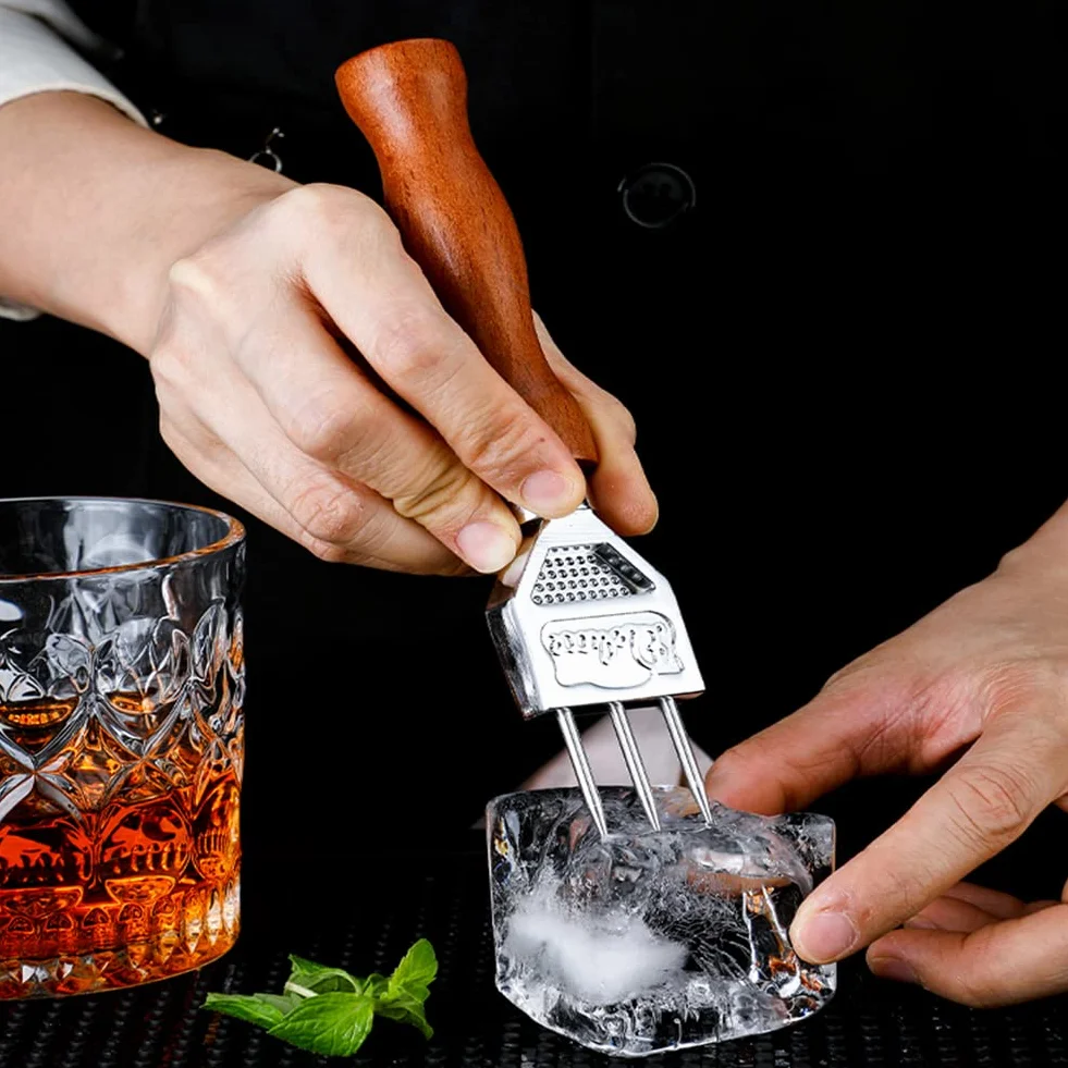 Jeffergarden Eispickel, Eis Meißel aus Edelstahl mit Holzgriff für die Entfernung von Crushed Ice, Chipper, Werkzeug für Küche und Bar, Barkeeper Tool, wiederverwendbar, Barzubehör