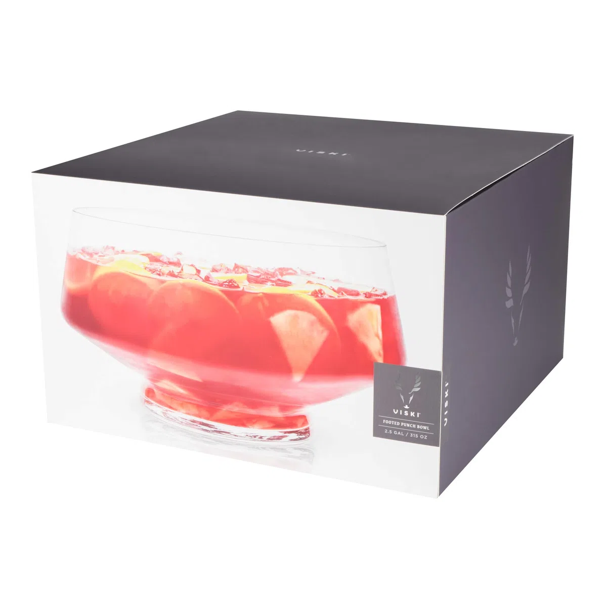 Viski Glas-Bowleschale mit Standfuß, Schale mit schwerem Sockel und angeschrägtem Design, Party-Serviergeschirr für Cocktails, funktionales Herzstück, 1er-Set, klar