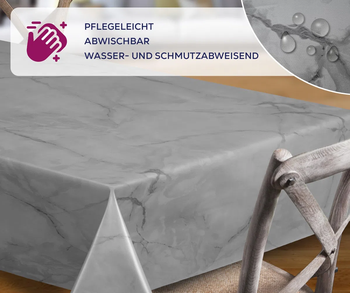 BEAUTEX Wachstuchtischdecke Marmor eckig 140x100 abwaschbar fleckabweisend | wasserundurchlässig, pflegeleicht, strapazierfähig, zuschneidbar, edle Optik, ideal für Esszimmer, Garten und Balkon