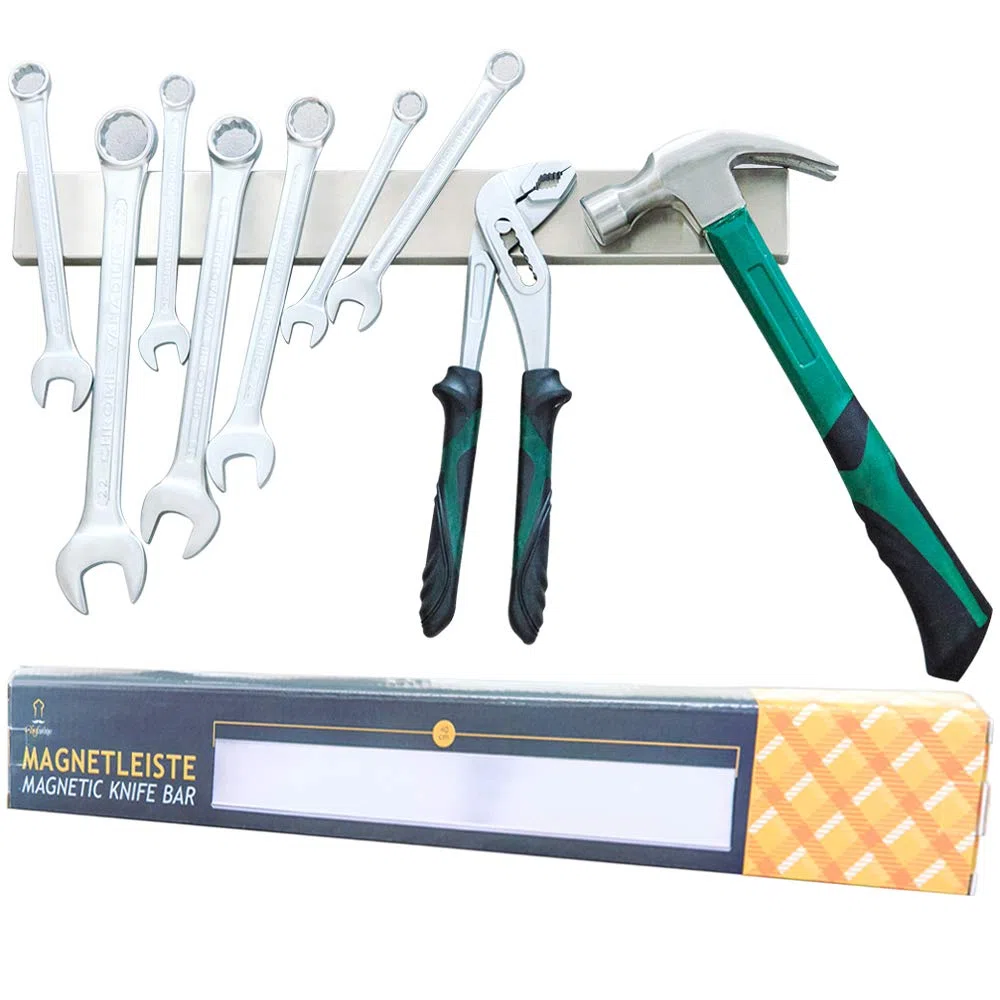 Chefarone Magnetleiste Messer - Für mehr Platz auf Ihrer Arbeitsfläche - 40 cm Messerleiste magnetisch - Extra starker Magnet Messerhalter aus Edelstahl - Silber
