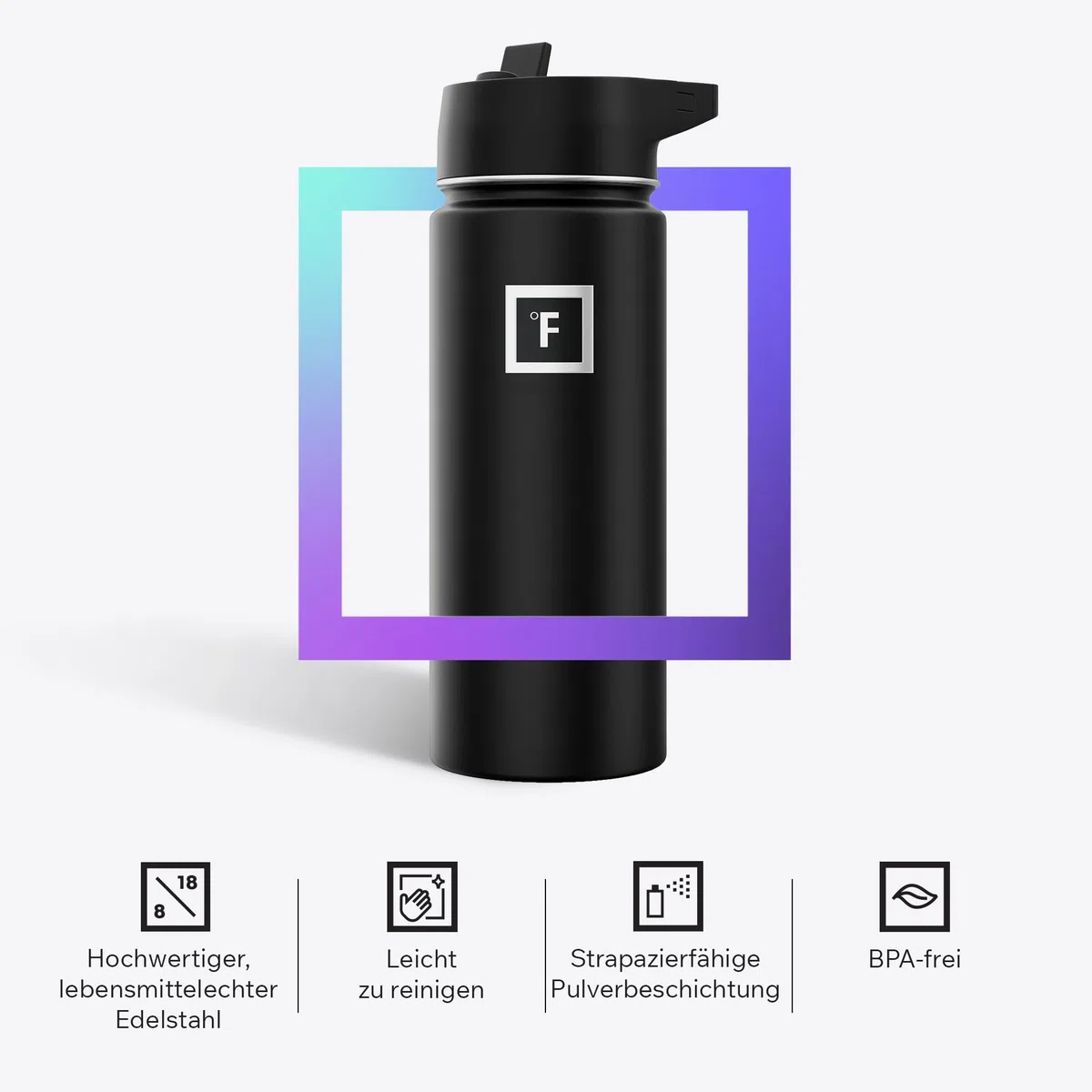 Edelstahl Trinkflasche mit Strohhalm - 650/950/1200/1800 ml - Kohlensäure Geeignet Auslaufsicher Doppelwandig Isoliert Thermosflasche BPA-Freie - Wasserflasche Sport Gym Fitness Reisen Kinder