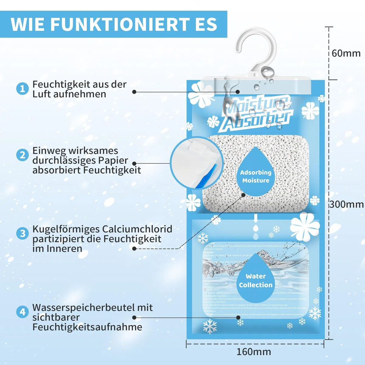 10x230G Hänge Luftentfeuchter, Kleiderschrank Feuchtigkeitsabsorber für Keller, Schlafzimmer, Waschräume, gegen Feuchtigkeit Anti-Schimmel Desodorierende Trockenmittel-Tasche