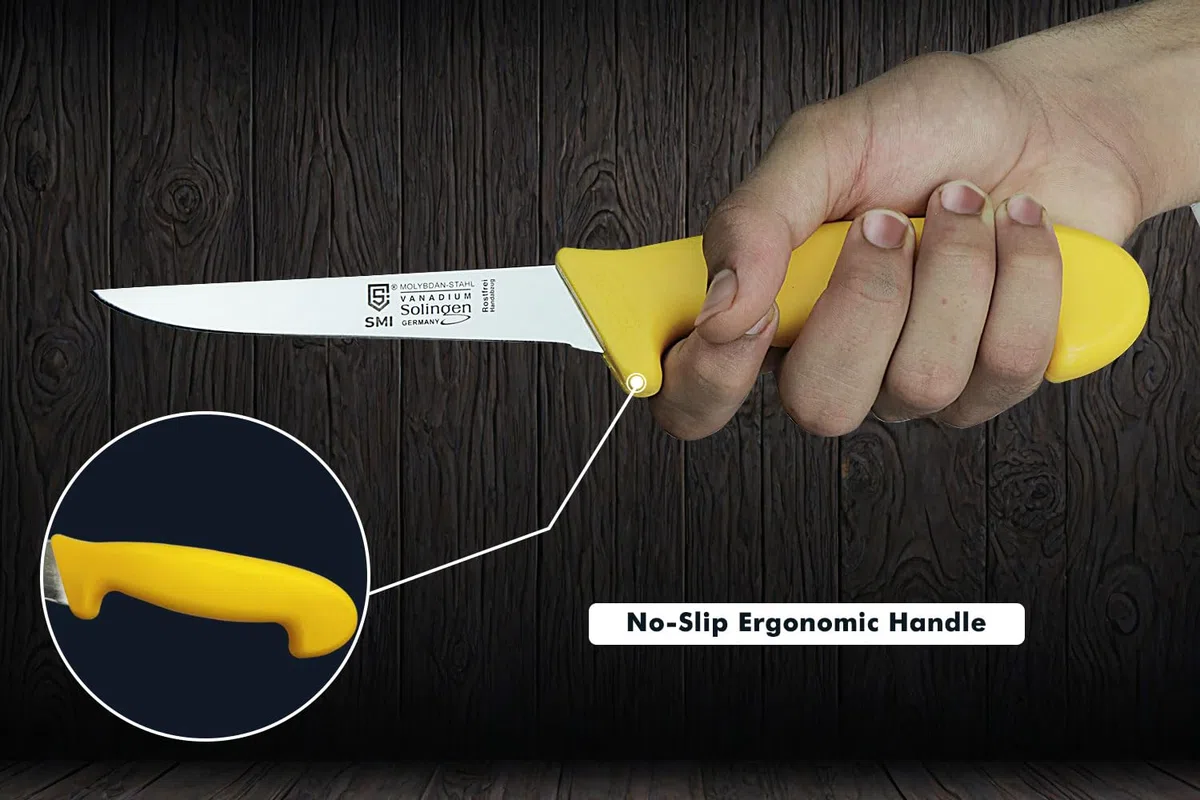 SMI 5 Zoll Ausbeinmesser profi gerade | Filetiermesser | Metzgermesser | Fleischmesser, flexibles messer | Premium-Qualität Molybdän Stahl 1.4116 | Solingen messer | Made in Germany