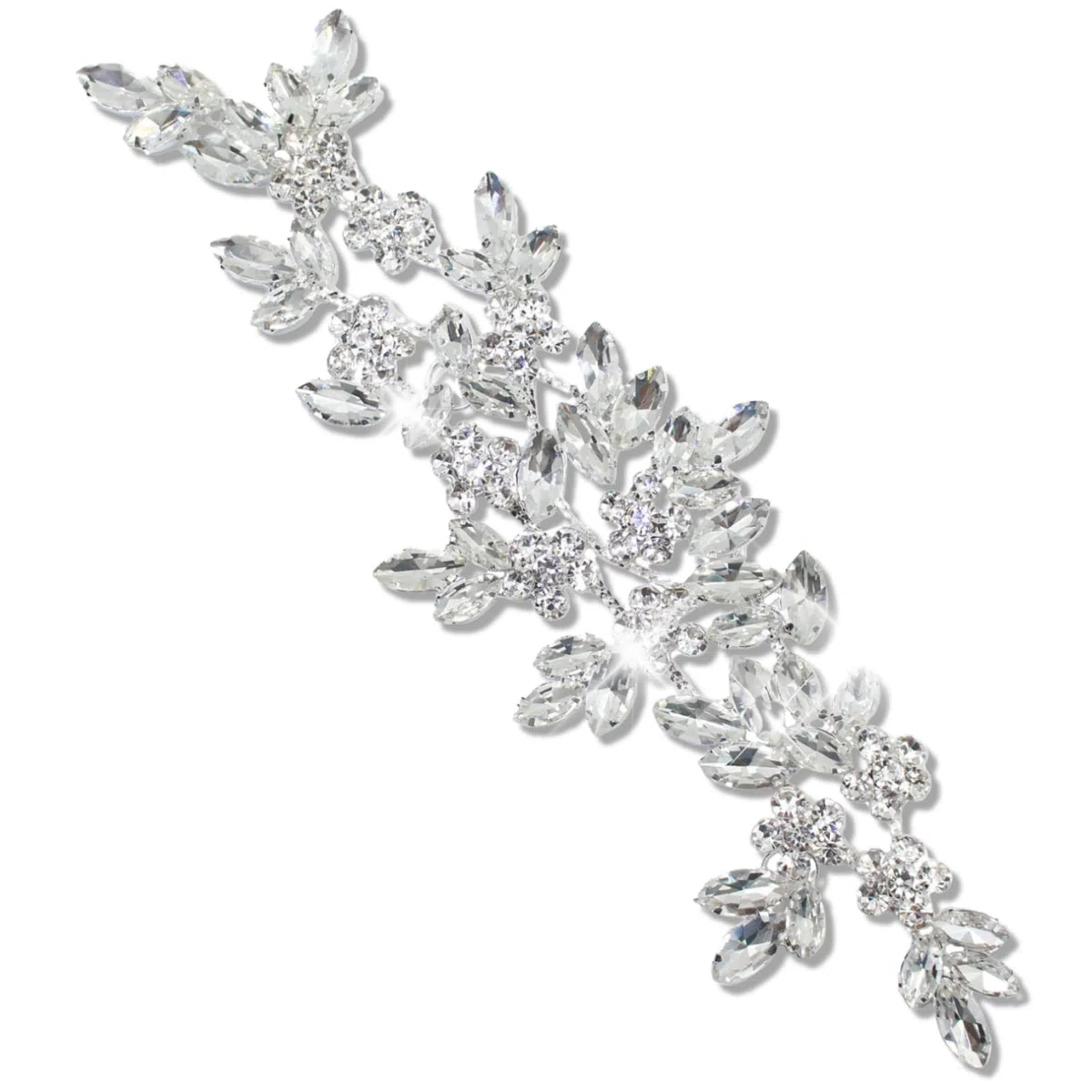PEARLY JUN Handgefertigte Strass-Applikation Flower Glass Rhinestone Applique Näh-Applikationsaufnäher mit Kristallen Strass-Applikation für Brautkleid DIY-Taschen Dekoration für Kleider handnähte