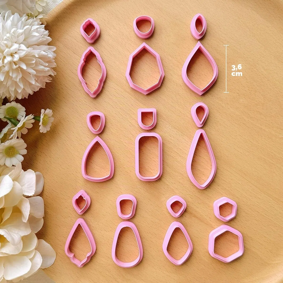 Keoker Tonschneider, organische Polymer-Ton-Schneider für Ohrringherstellung, 20 Formen, florale Polymer-Tonschneider, Nieten, Tonschneider für Polymer-Ton-Schmuck (A+B)