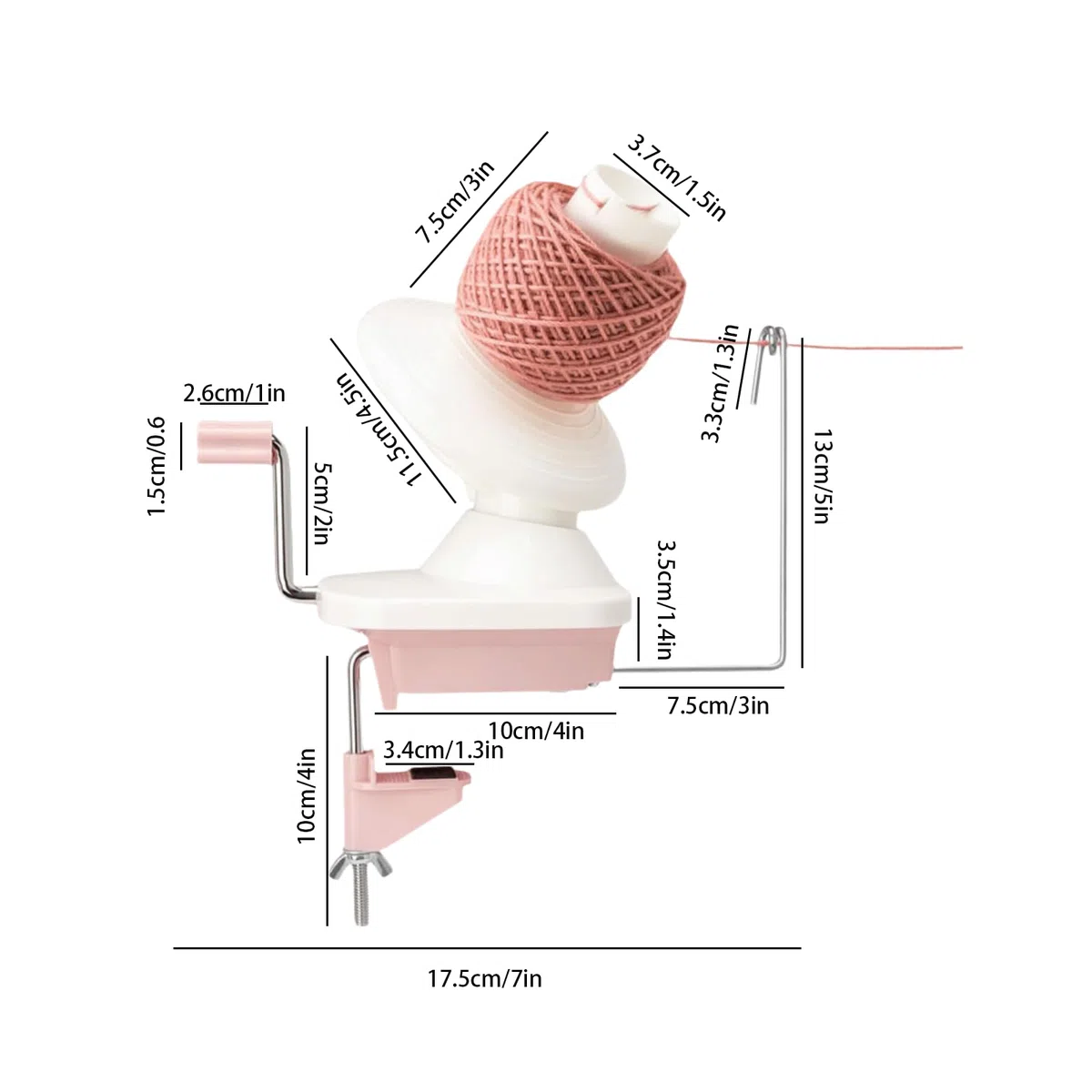 Wollknäuel Wickler, Kugelwickler, Garnwickler für Wolle, Kunststoff Wollwickler Garnwickler, Wollabwickler mit Kugellager, Tragbarkeit Garnrollenwickler, Strickmaschine für Erwachsene (Rosa)