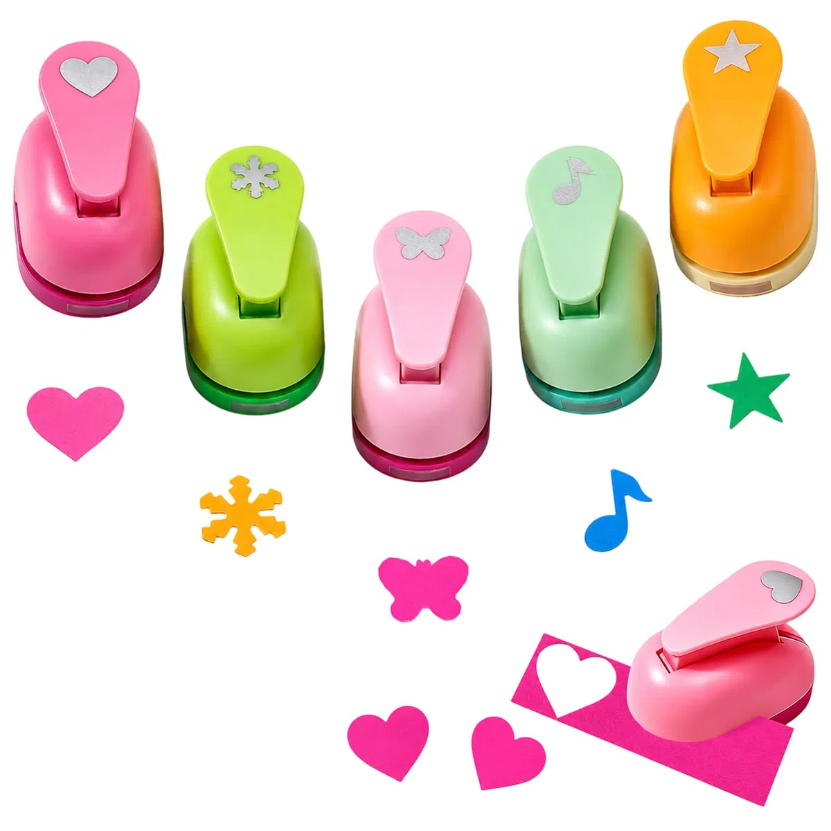 5 Motivstanzer Bastellocher, Schmetterling Herz Schneeflocke Stern Note, Stanzer Kinder Formenlocher Set Für Diy Kartenherstellung