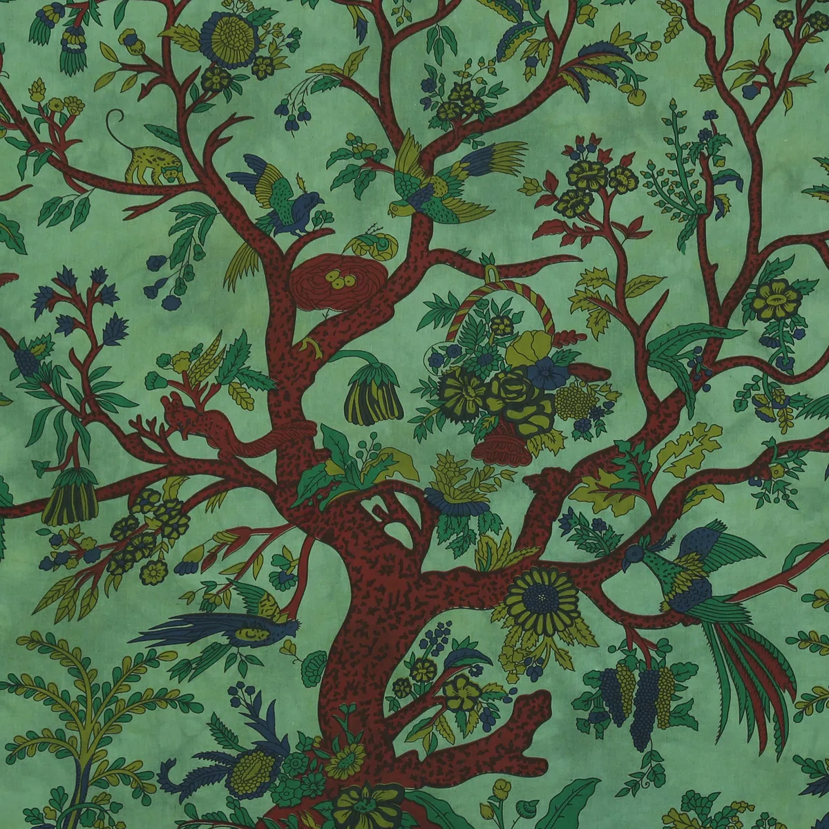Craft Trade Grün Baum Wandteppich Indische Wandtuch Tapestry Wandbehang Boho Wandteppiche für Heimdeko Wohnzimmer und Schlafzimmer - 127 x 152 cm