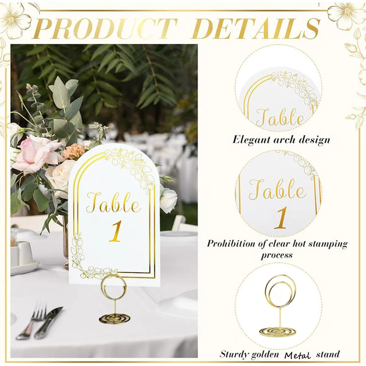 30 Stück Tischnummern Set 1-30, Goldene Tischkarten mit Metallhalter Elegante Tischnummern für Hochzeit, Party & Bankett | Transparent & Gold.