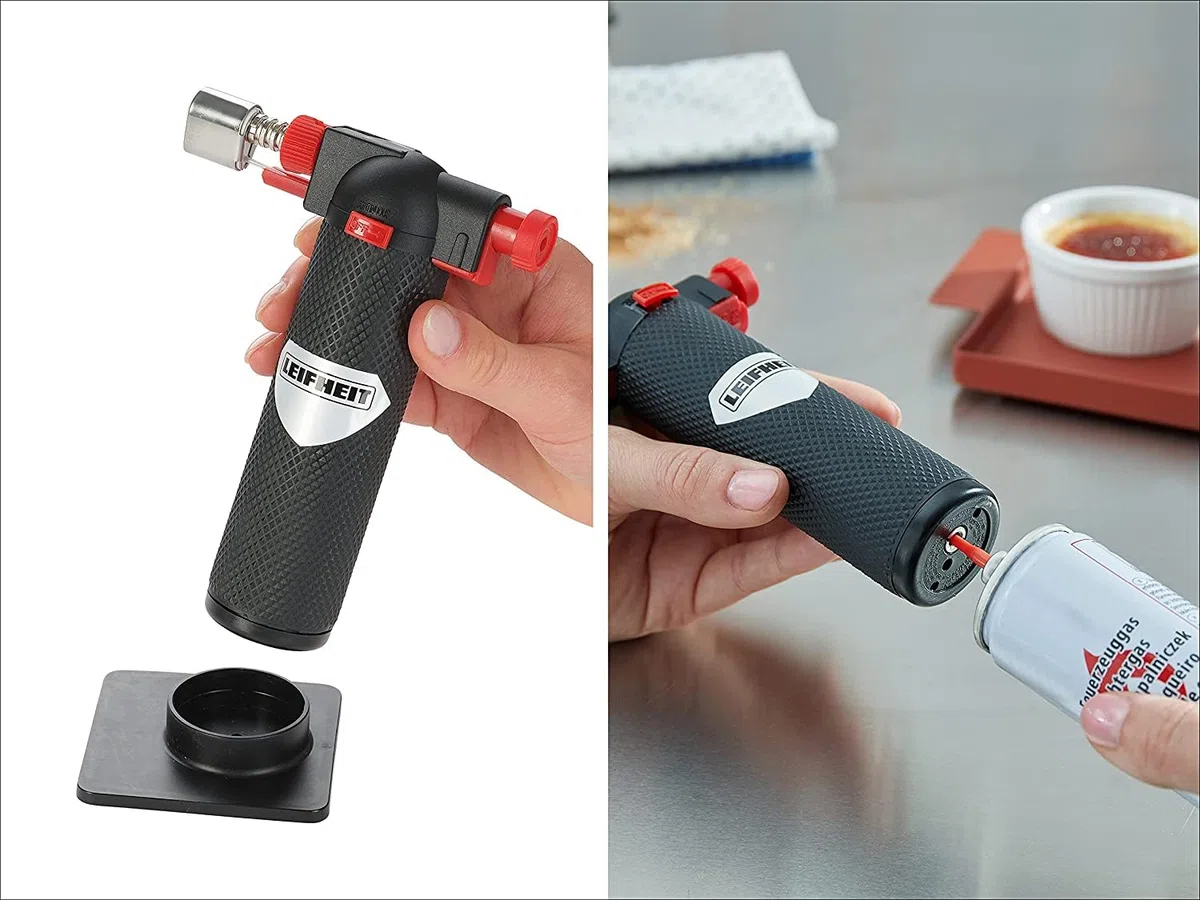 Leifheit Küchen Flambierer, einfach und sicher zu bedienender Flambierbrenner, vielseitiger Bunsenbrenner für herkömmliches Butangas, ProLine-Serie, Gasbrenner