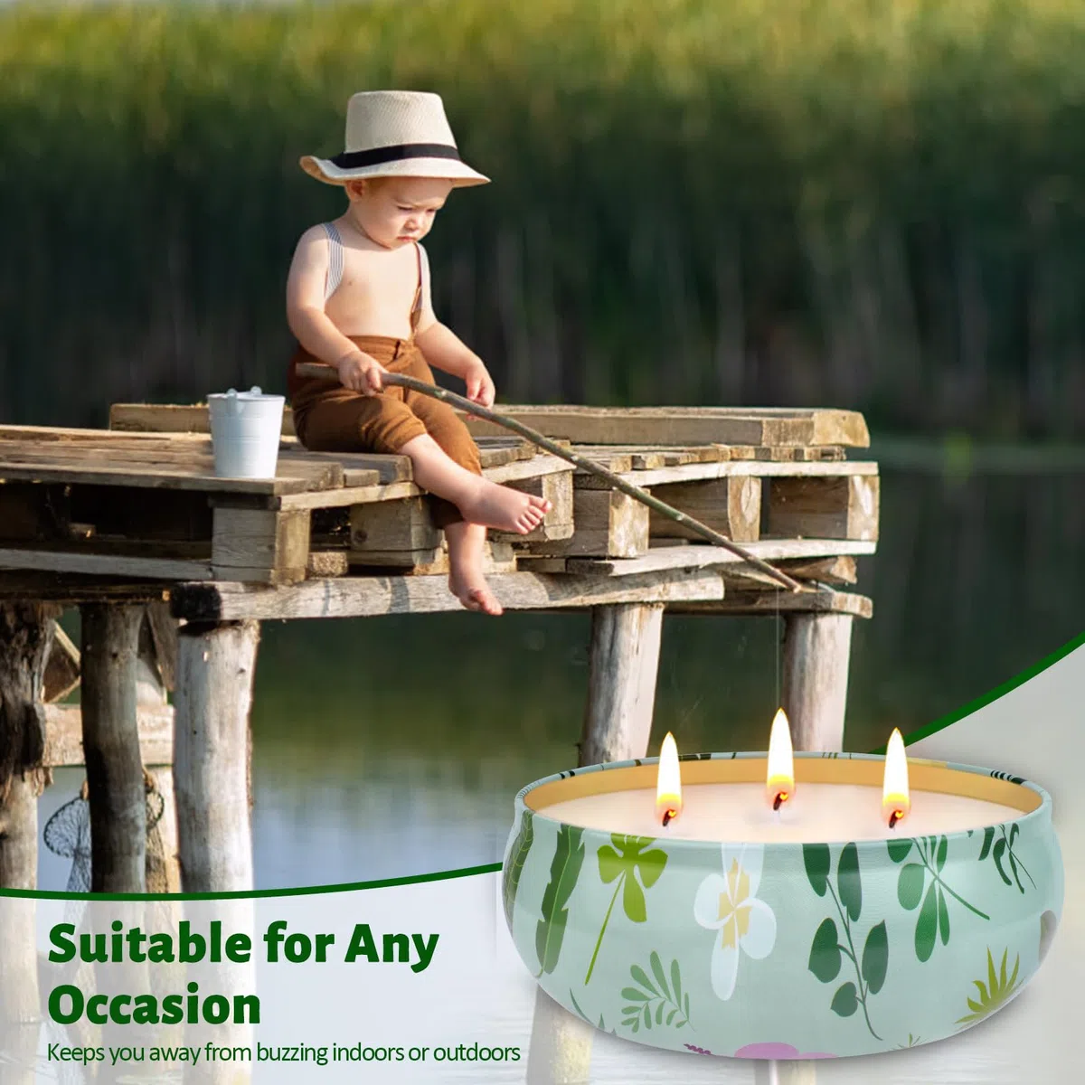 Citronella Kerze Outdoor Groß, 3 x 400ml Draußen Kerzen 3 Docht Natürliche Sojawachs Zitronella Candle Garten Citronella Duft Kerze Indoor Beste Geschenk für Camping Picknick Terrasse - 90h Brenndauer