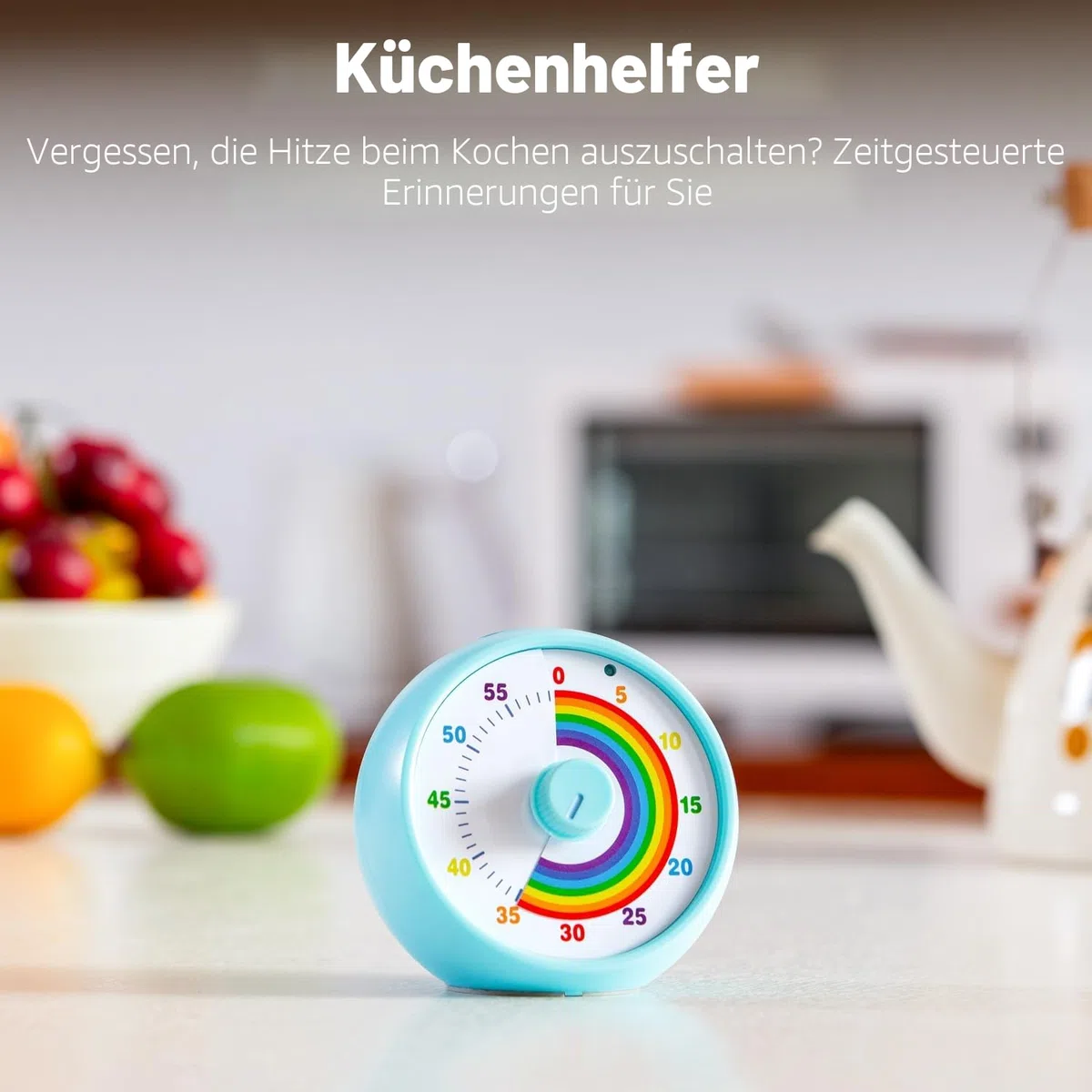 Visueller Timer für Kinder, 60-Minuten Countdown für Klassenzimmer Büro Küche, Schreibtisch Kinder Zeitmana gement Tools mit leisem Betrieb, Pomodoro Timer Regenbogenmuster (Blau)
