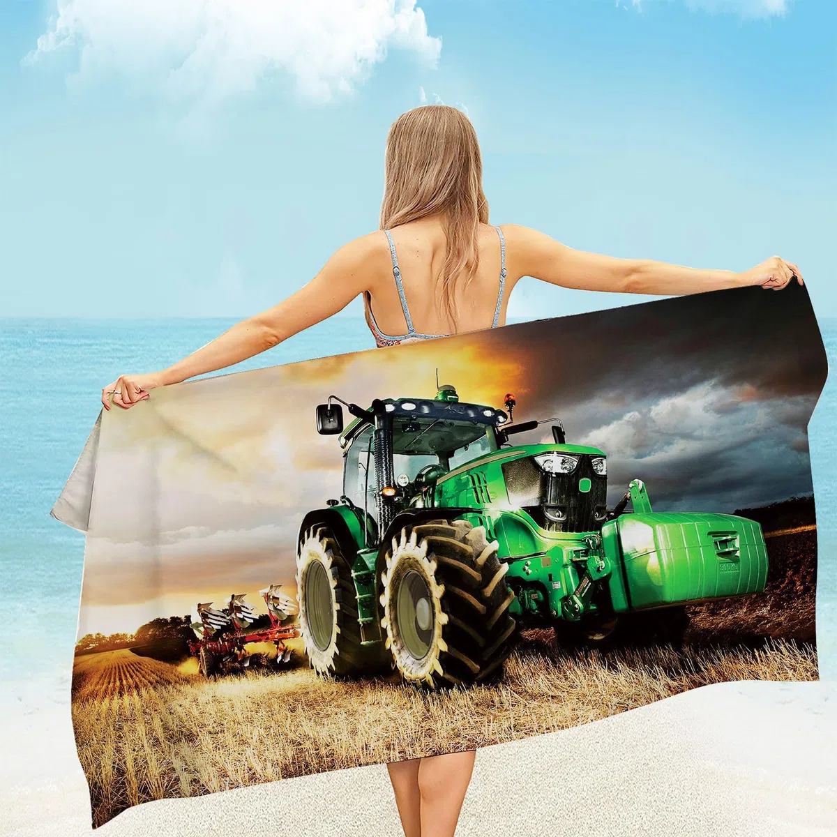Traktor Strandtuch, 70 x 140cm Mikrofaser Strandtuch, Badetuch Handtuch für Kinder,Damen,Herren, Sandfrei für Strand, Pool, Schwimmen, Badezimmer(T2-70x140cm)