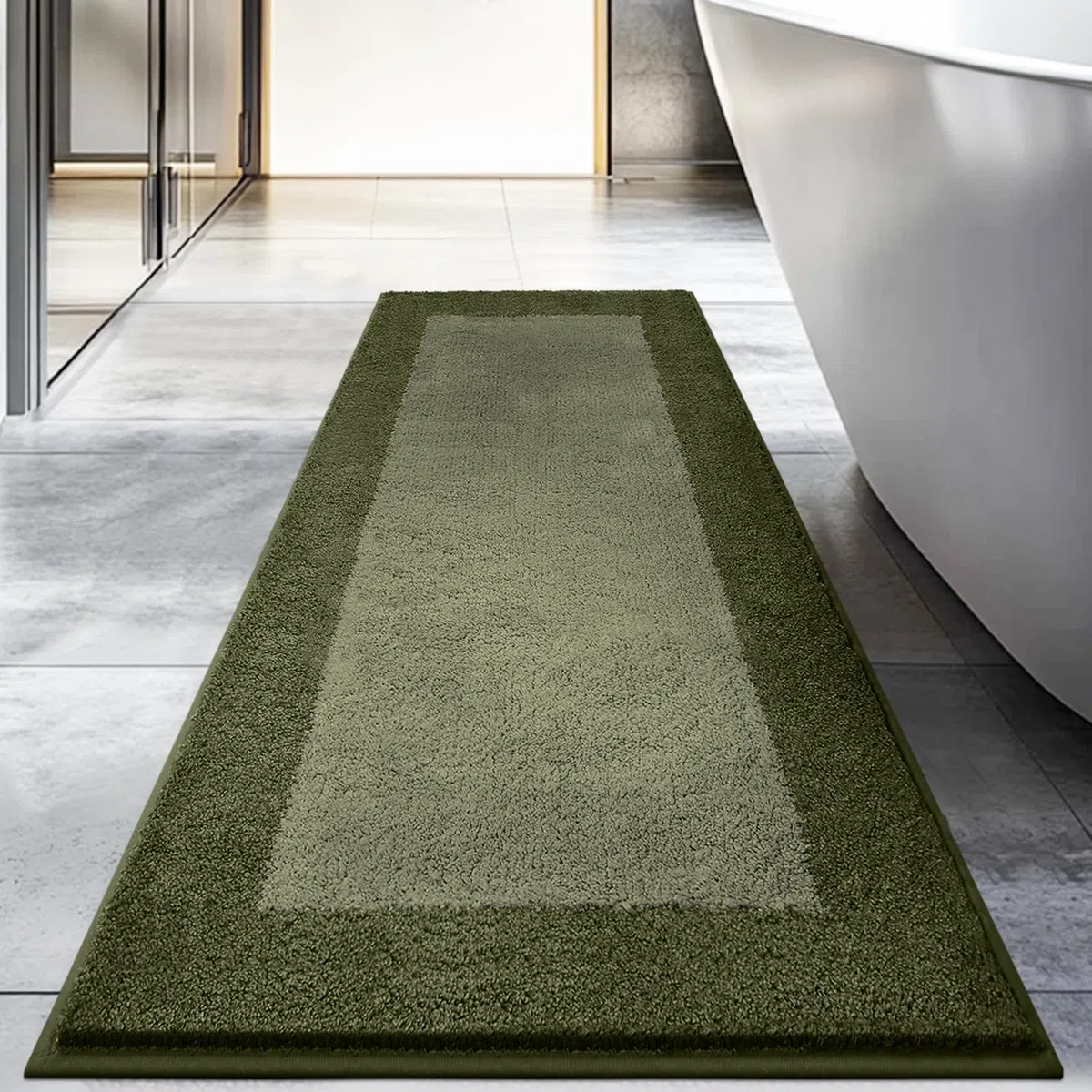 Badezimmerteppich 60 X 150 cm, Badematte rutschfest, Badteppich Waschbar, Badvorleger für Dusche, Badewanne und Fußboden