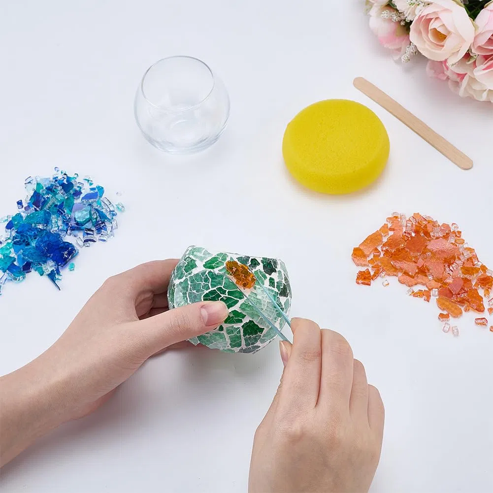 WEBEEDY 3 Sets Mosaik Glas Kerzenhalter Kit Kunst und Handwerk Kit Kits für Erwachsene Anfänger Handgemachte Mosaik Teelicht Halter mit Anleitung Haus Dekoration Einweihungsgeschenk