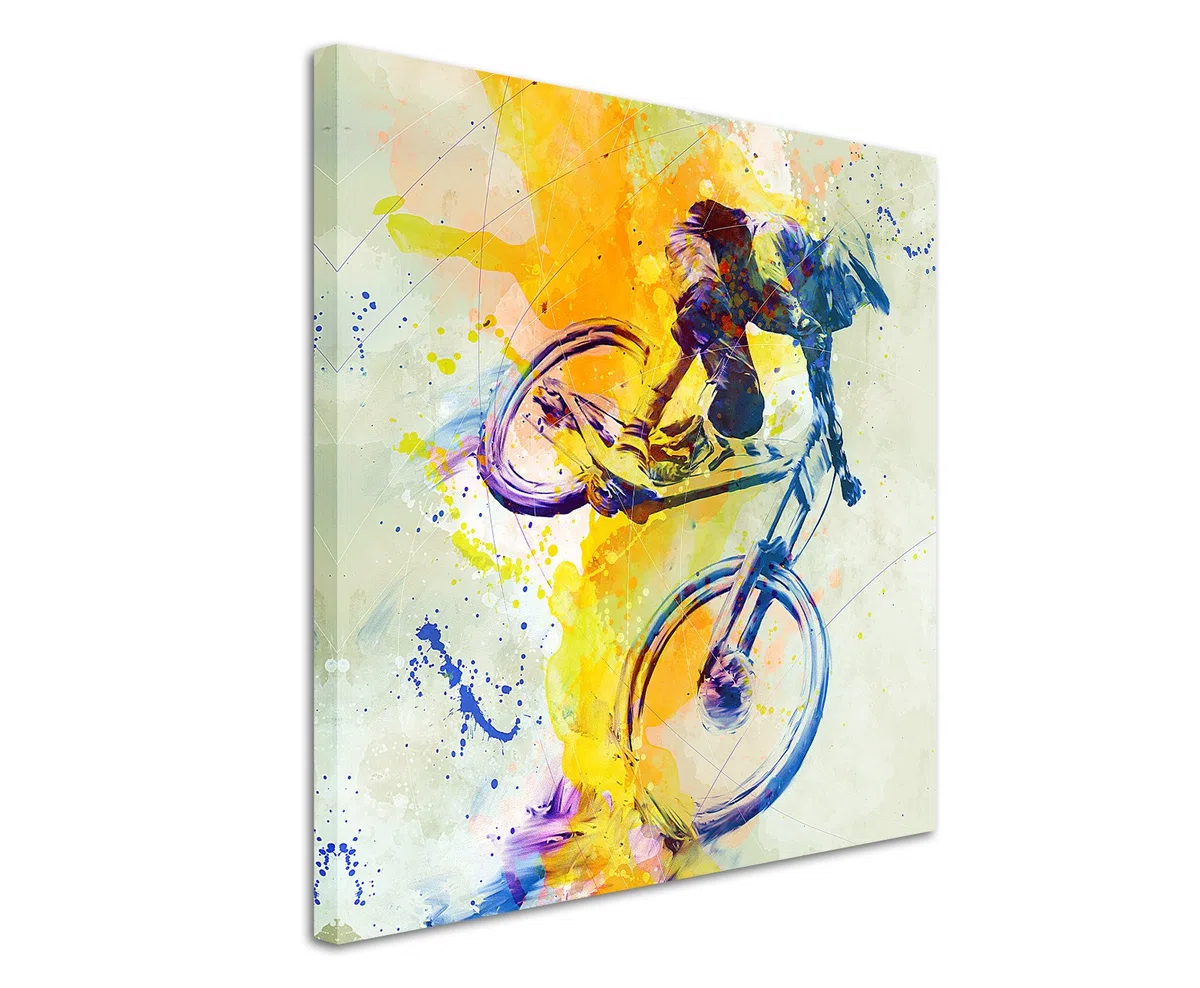 MTB DH 60x60cm Wandbild SPORTBILD Aquarell Art tolle Farben von Paul Sinus