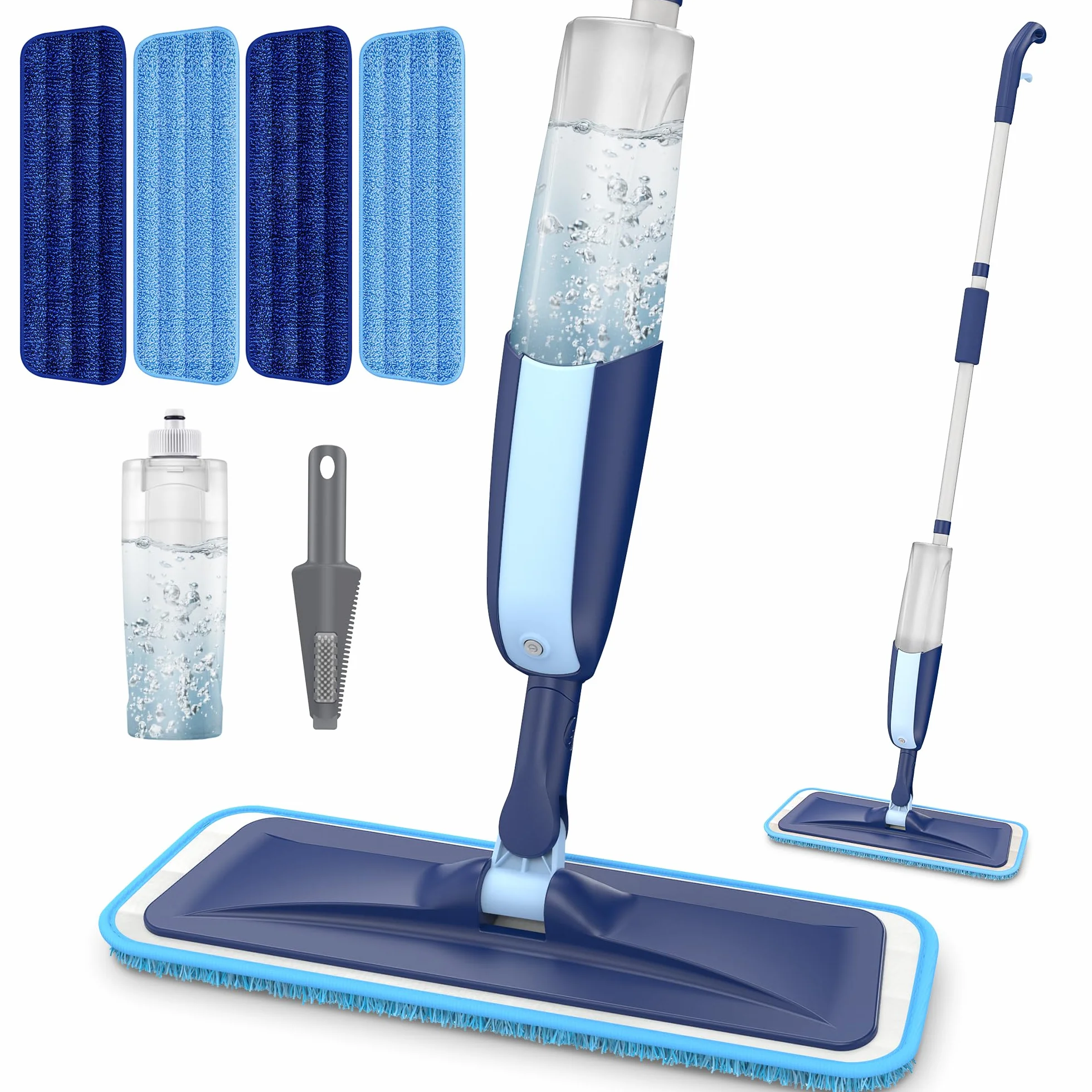 Sprühwischer Bodenwischer mit Sprühfunktion, MANGOTIME Wischer mit Sprühfunktion Spray Mop wischmopp mit wassertank und 4 wischpads für Schnelle Reinigung Hartholz, Marmor, Holz, Laminat, Fliesen