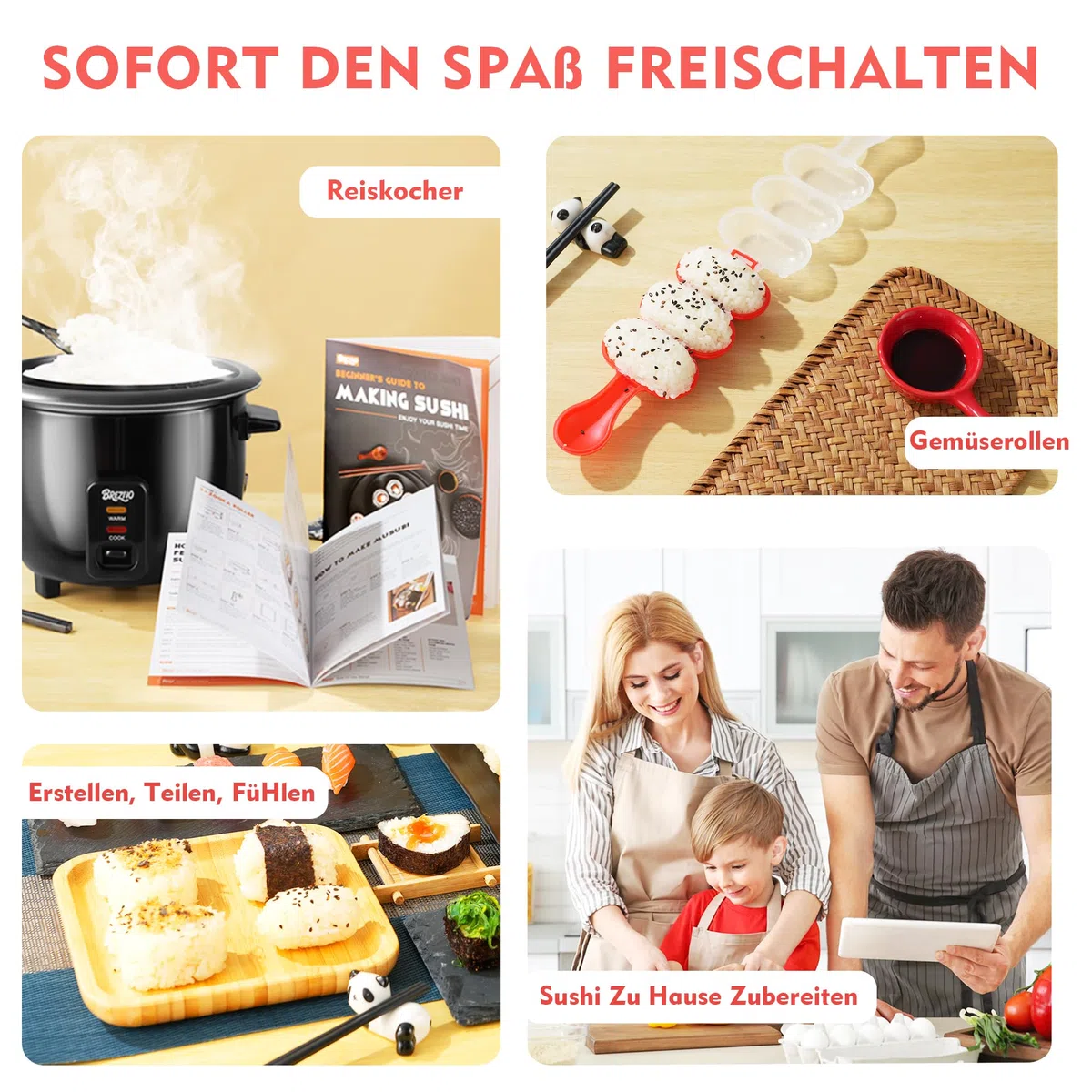 Sushi Maker Set，Sushi zubehör，Sushi Set zum selber Machen ，DIY for Anfänger，kreative Hobbyköche