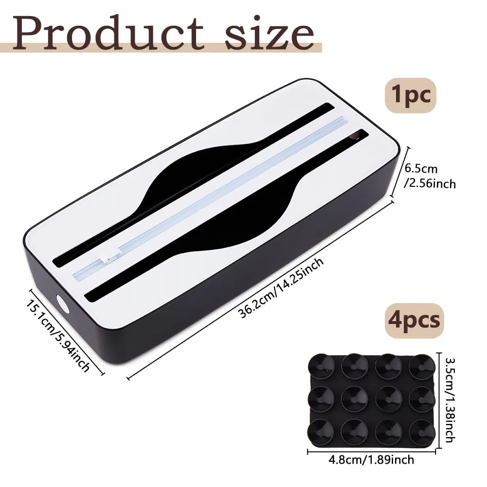 DICOSMETIC 1Pc Kunststoff Folienabroller Aluminiumfolie Spender Schneider 2in 1 Wrap Wiederverwendbare Frischhaltefolie Shneider Schwarze Lebensmittelfolien Schneider Für Aluminiumfolie