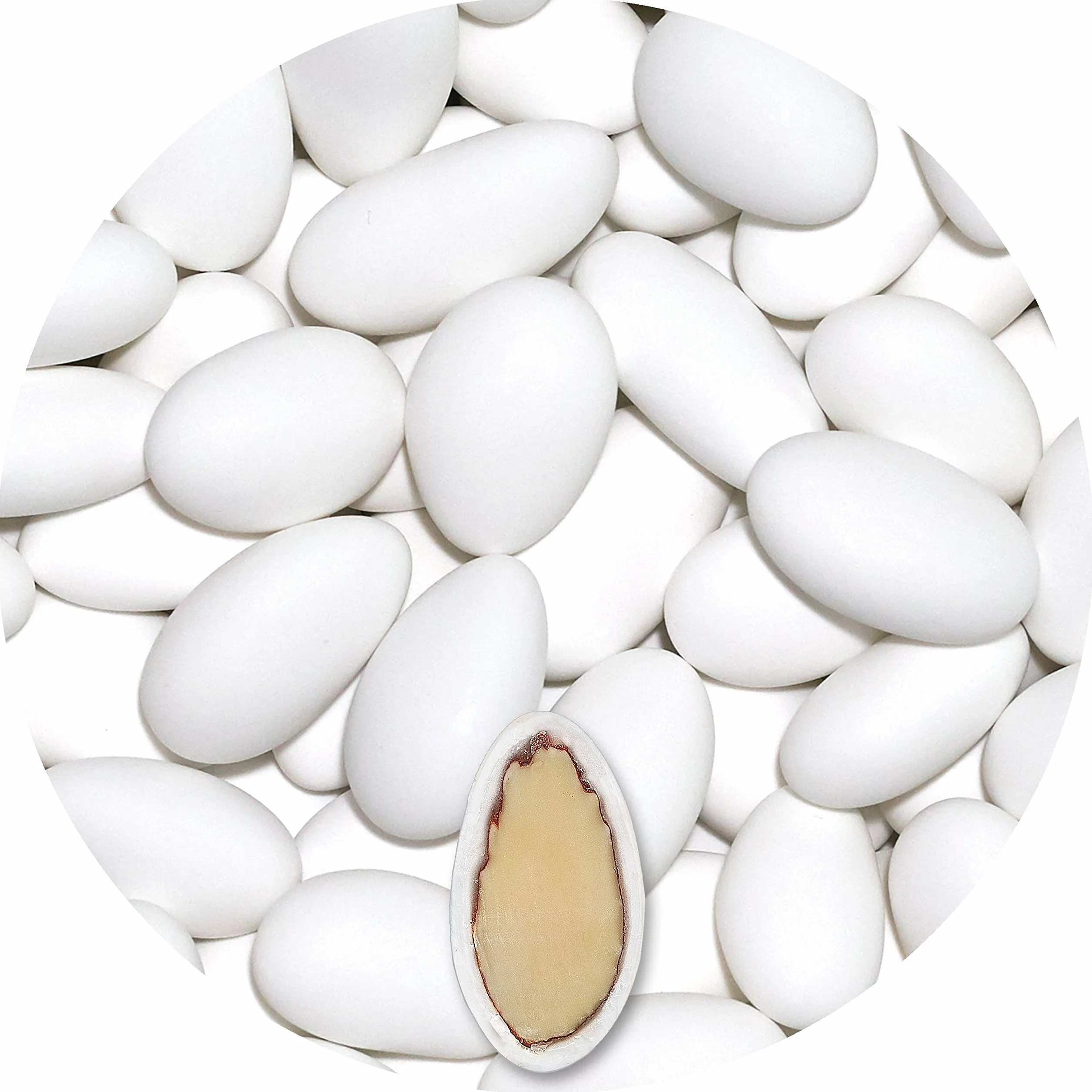 EinsSein 1kg Feinste italienische Mandeltradition Hochzeitsmandeln weiss matt | 300 Stück Gastgeschenke/Kilo | Zuckermandeln Bonboniere Hochzeit Taufmandeln Taufe Kommunion Mandeln Nikah Sekeri