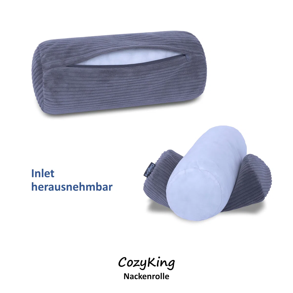 Nackenrolle Cord Rosa Nackenkissen Öko-Tex 100 zertifiziert und 40°C waschbar - Nackenstütz-Kissen mit Bezug, rund für Auto, Flugzeug, auf Reisen oder zum Lesen und Relaxen zu Hause - 15x40 cm