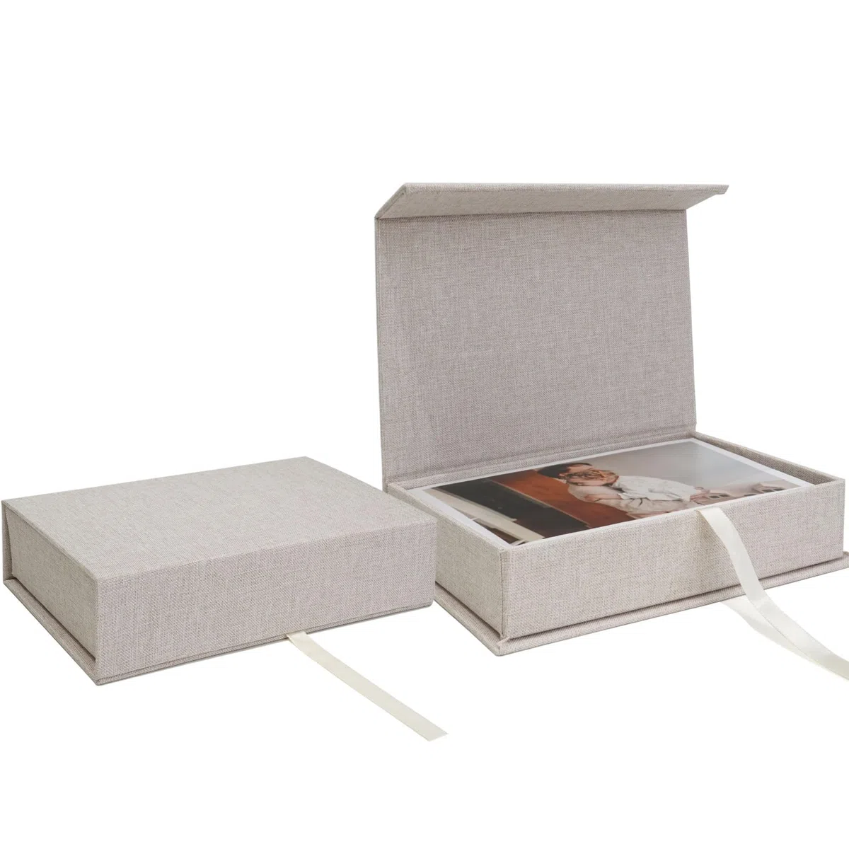 Vienrose Photo Storage Box 4x6, Fotoaufbewahrungsbox 10x15 cm, Foto Organizer aus Leinen, Aufbewahrungs- und Erinnerungsbox für Fotos, Bilder, Postkarten, Geschenkbox für Andenken, Keepsakes Beige