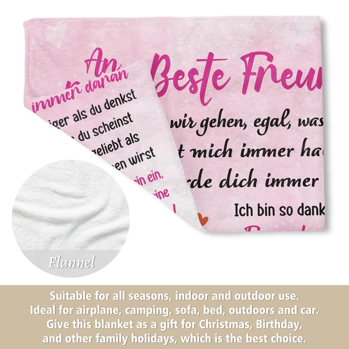 SteadStyle Beste Freundin Geschenke, Freundin Kuscheldecke, Geburtstagsgeschenk für Freundin, Valentinstag Muttertagsgeschenke für Frauen Schwestern Freundin 150x130 cm