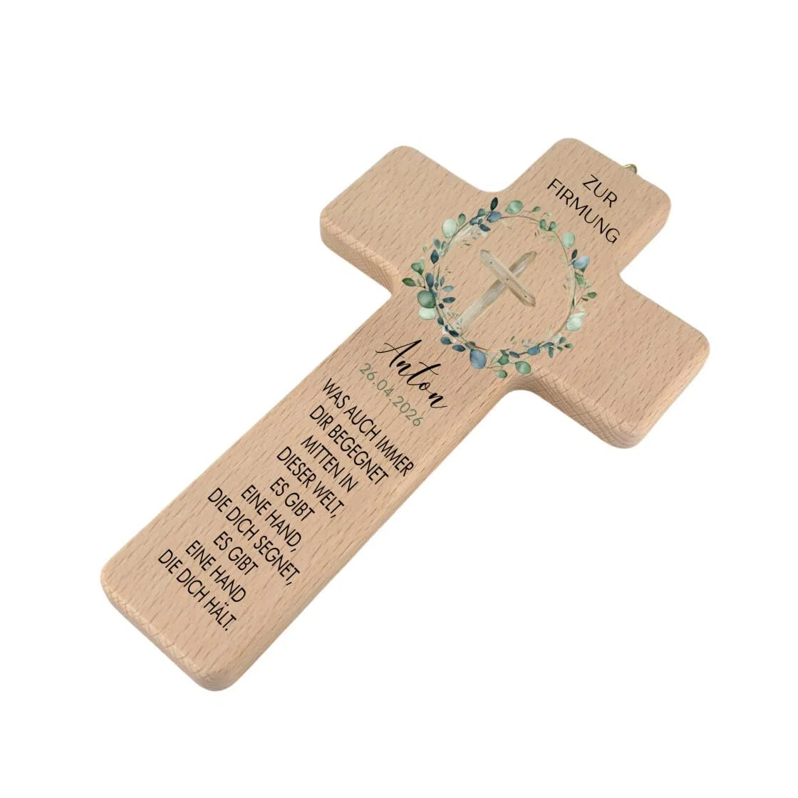 minimutz Personalisiertes Holzkreuz zur Firmung, Firmgeschenk Wandkreuz mit Namen, Datum & Segensspruch, Geschenk Patenkind Enkel (Firmung Kreuz)