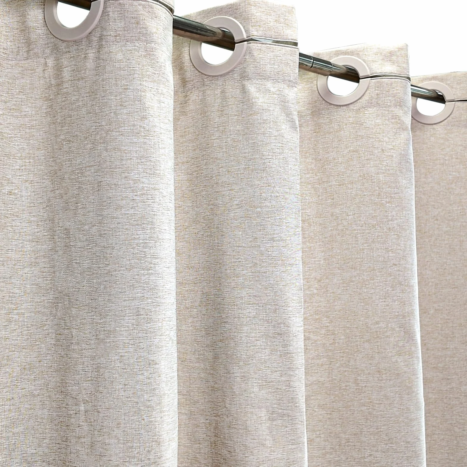 YISURE Hakenlos Duschvorhang Leinenoptik schwer Beige, 120 x 200 Schmal Badevorhang Kunstleinen Textil Stoff wasserabweisend Maschinenwaschbar, Breite 120 x Höhe 200cm