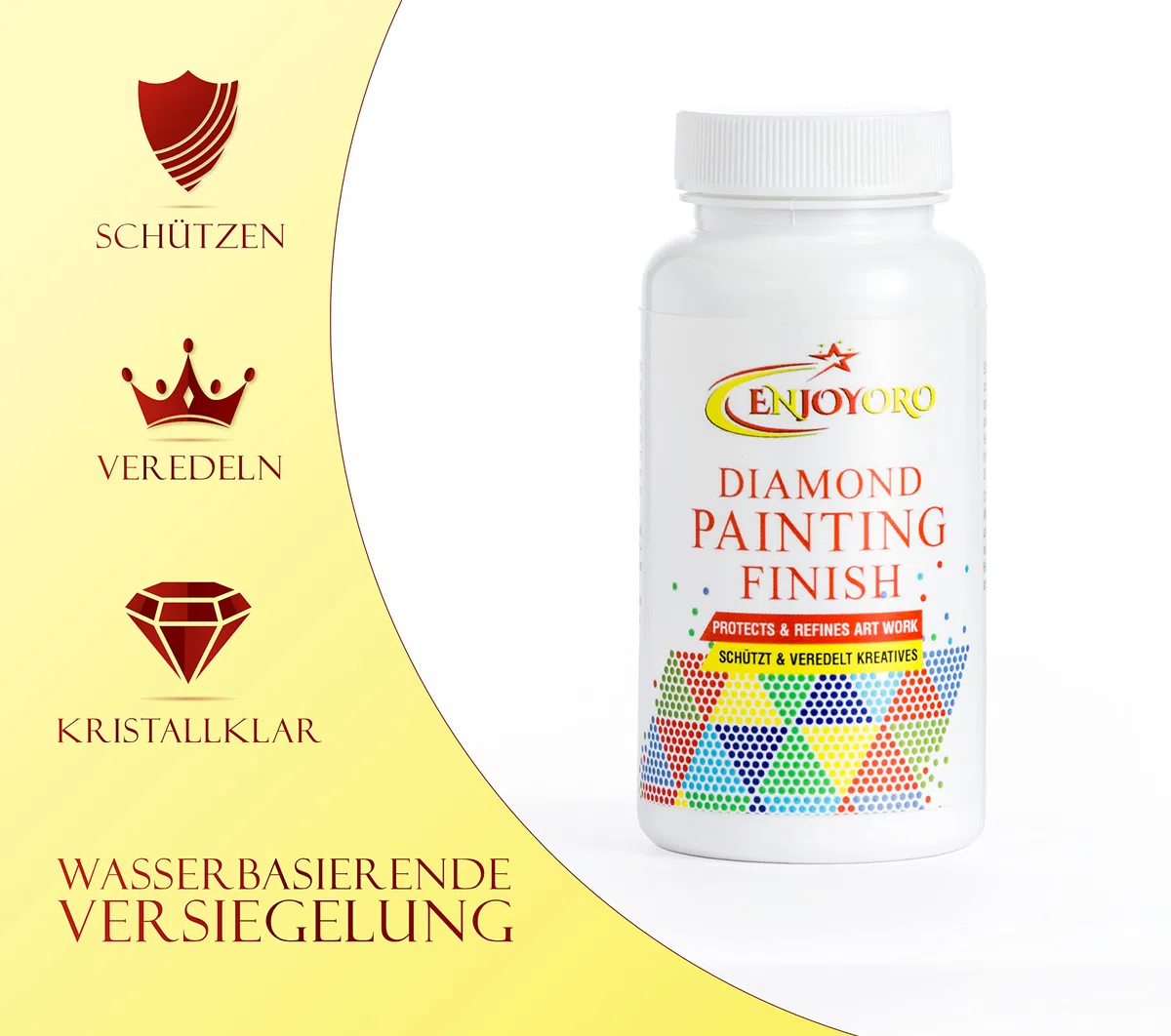 Diamond Painting Finish - Transparente Schutzversiegelung - dauerhaft geschützt und veredelt - Diamant Painting Zubehör - vielseitig verwendbar (2x150g)
