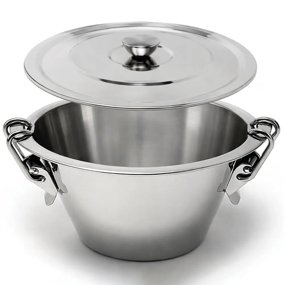 Menax Puddingform mit Deckel Edelstahl 20 cm - Wasserbadform für Flan, Pudding & Soufflé - Puddingformen zum Stürzen, Dessertform Edelstahl, Creme Brulee Form, Förmchen für Pudding