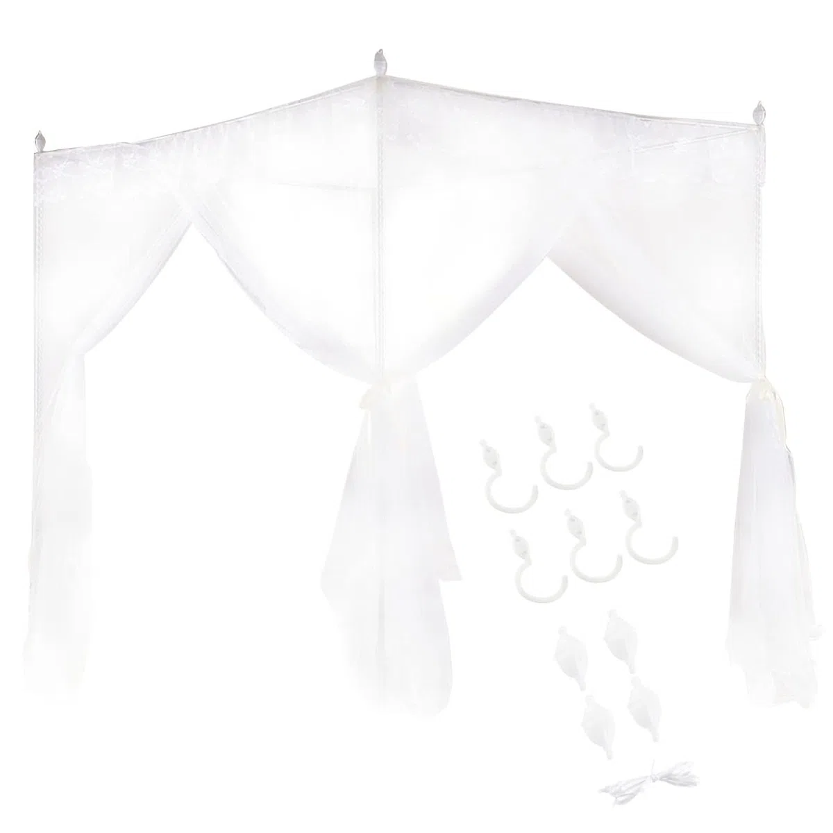 KIMISS Bettvorhang Betthimmel Weiß Polyester Luxus Prinzessin DREI Seitenöffnungen Bettvorhang Baldachin Netting Moskitonetz Bettwäsche (L) (150 * 200 * 200)