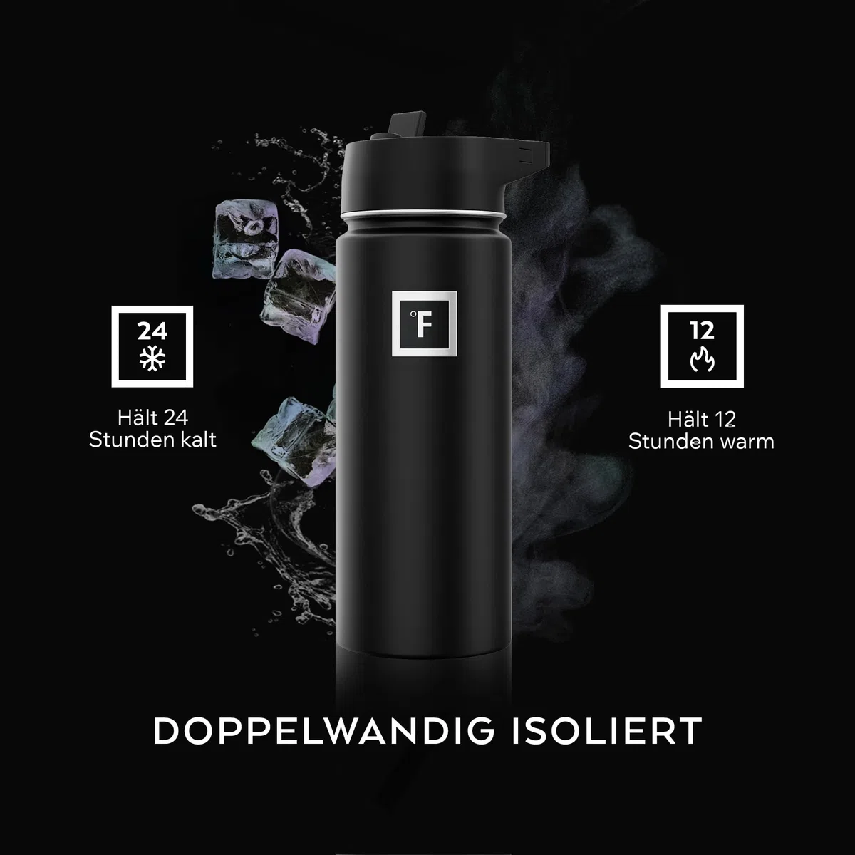 Edelstahl Trinkflasche mit Strohhalm - 650/950/1200/1800 ml - Kohlensäure Geeignet Auslaufsicher Doppelwandig Isoliert Thermosflasche BPA-Freie - Wasserflasche Sport Gym Fitness Reisen Kinder
