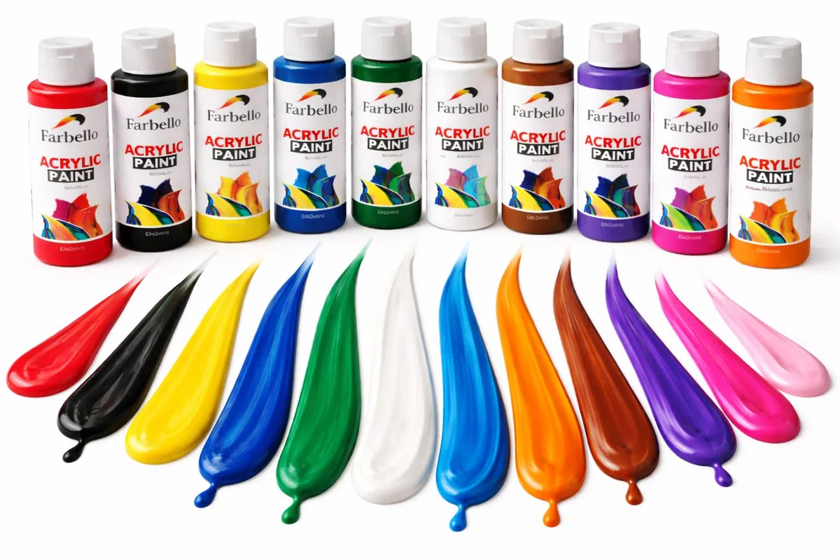 Acrylfarben Set 12x100 ml – Hochpigmentierte Acrylfarbe, Wasserbasiert & Wasserfest – Große Künstlerfarben für Leinwand, Holz, Stoff & Stein (12 Farben)