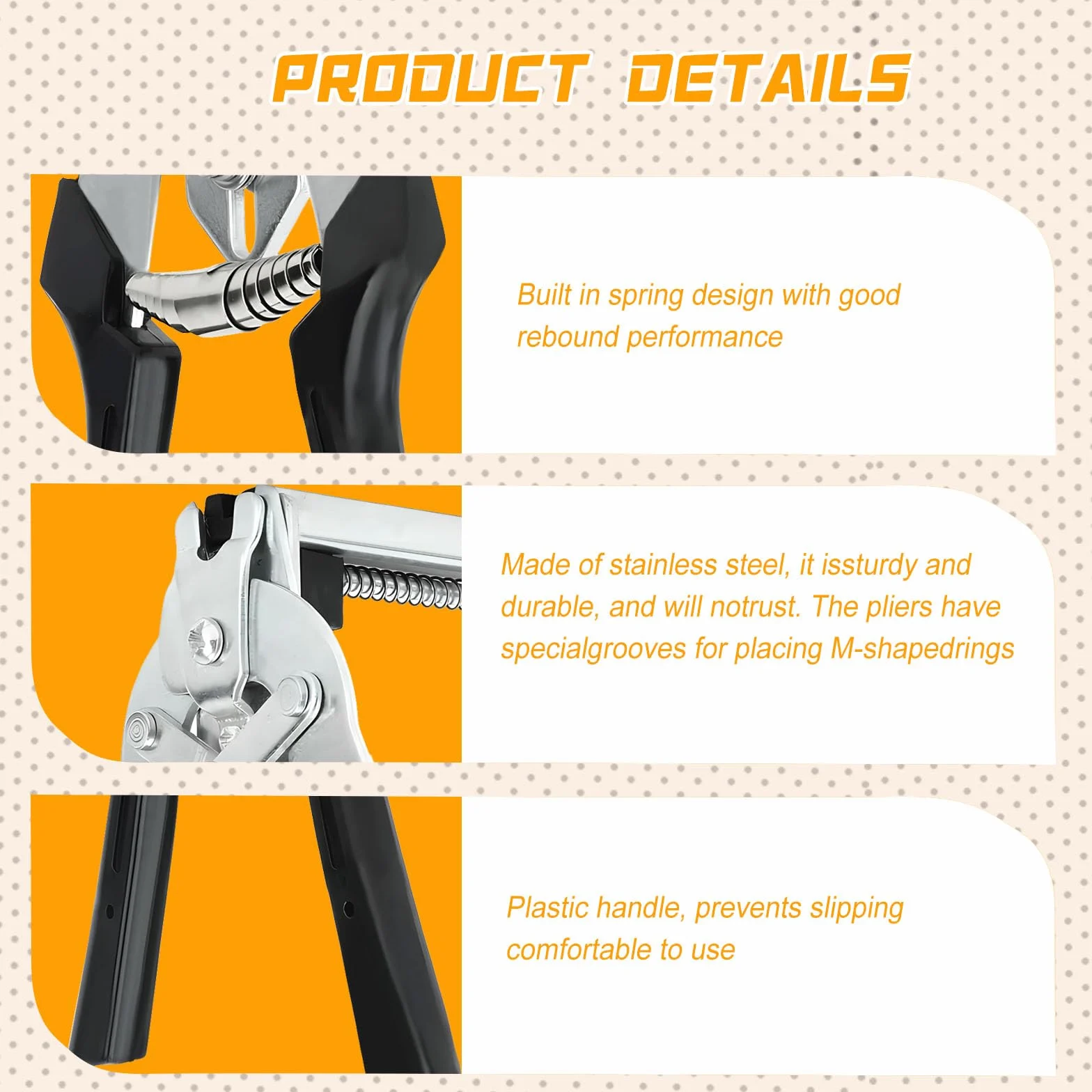 Wurstclipper Zange, Zaunzange mit 600 M-Clips, Hog Ringzange, Hog Ring Pliers, Nagelringzange, Drahtbefestigungszange, Hog Ring Zange