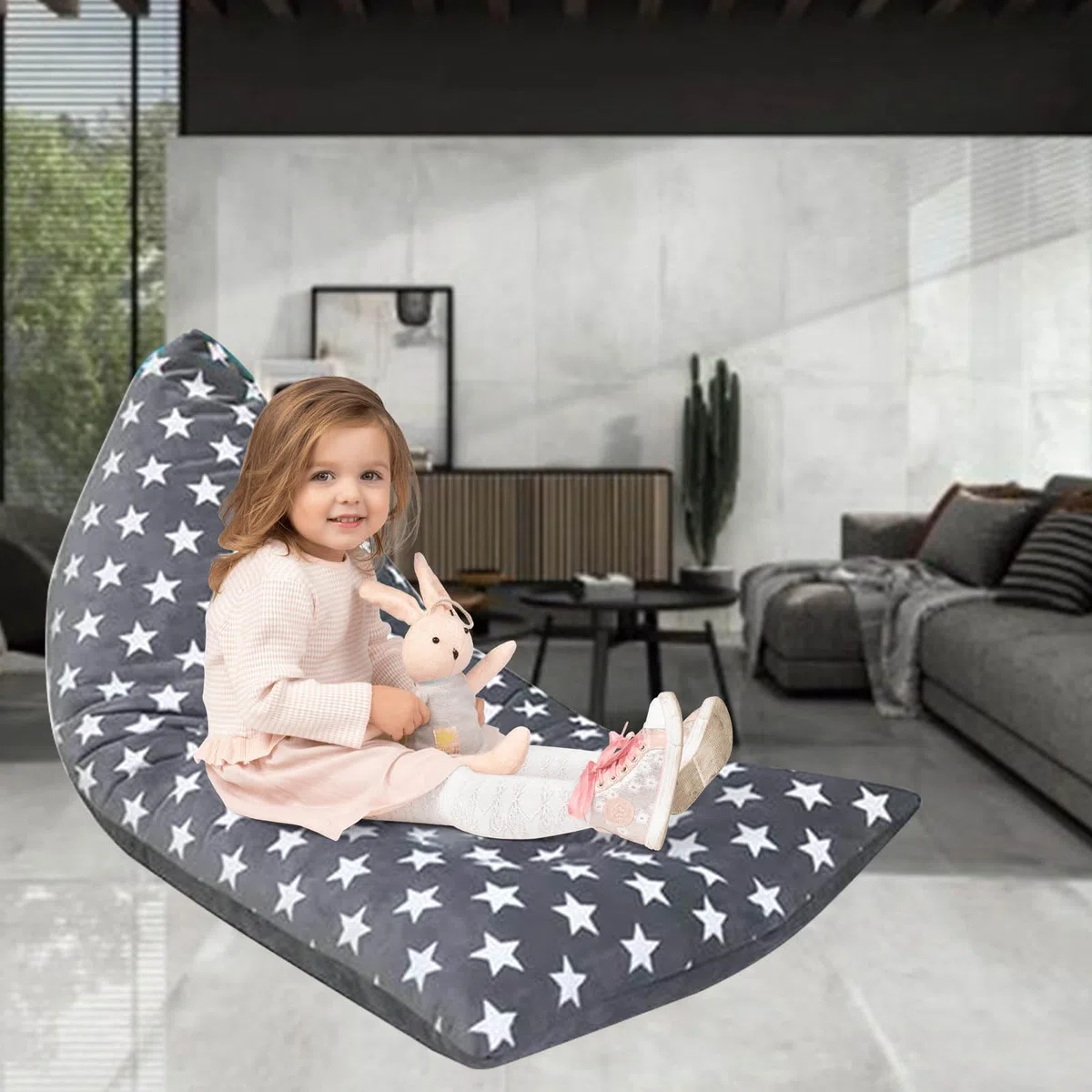 Sitzsack-Bezug für Stofftiere, groß, dreieckig, für die Organisation von Plüschtieren, Kindern, Kleinkindern, Uni, 127 x 72 x 72 cm, bunte Streifen